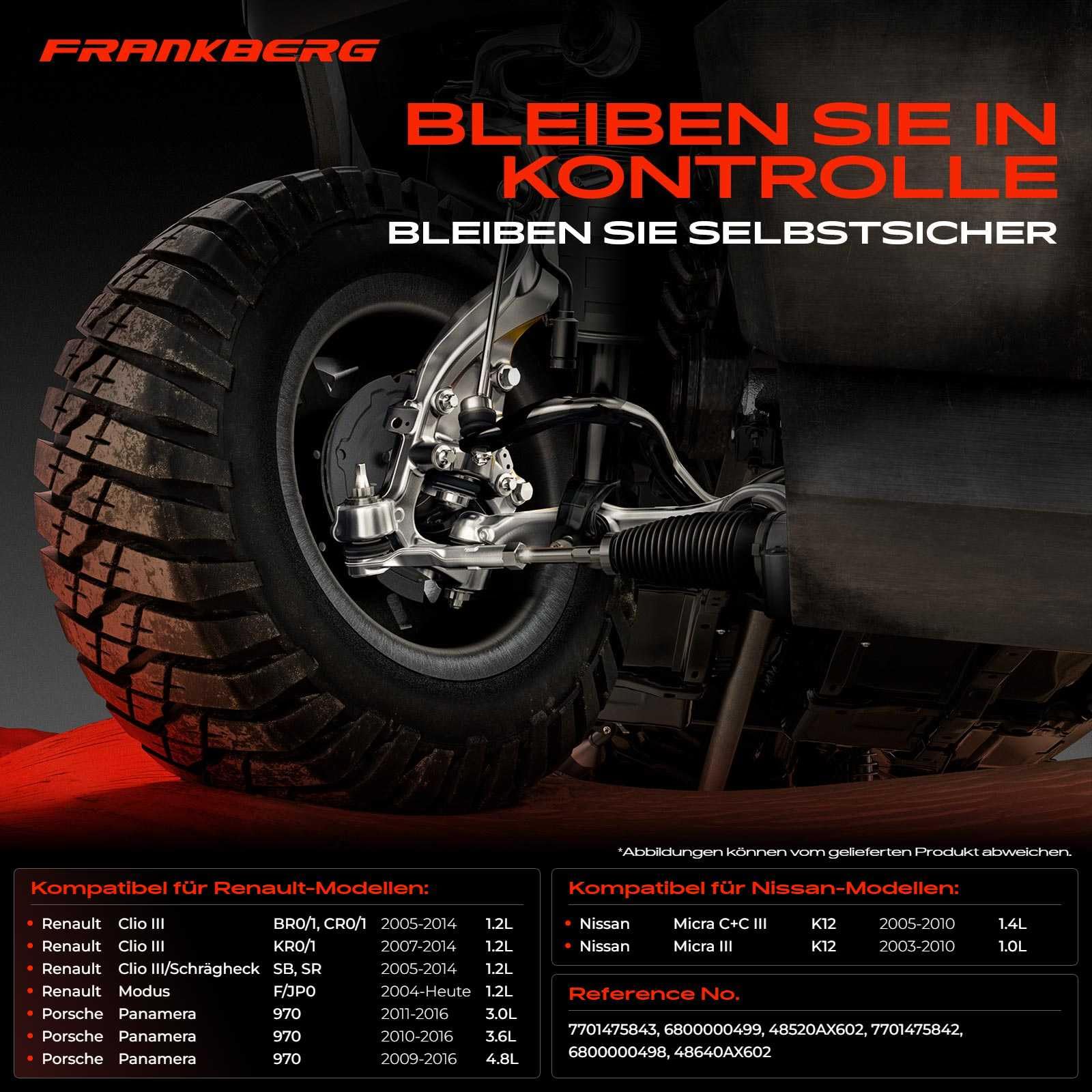 Frankberg 2x Spurstangenkopf Spurstangen Vorderachse Kompatibel mit Micra III Clio III Modus/Grand Modus Micra C+C III Replace# 48640AX602,7701475843
