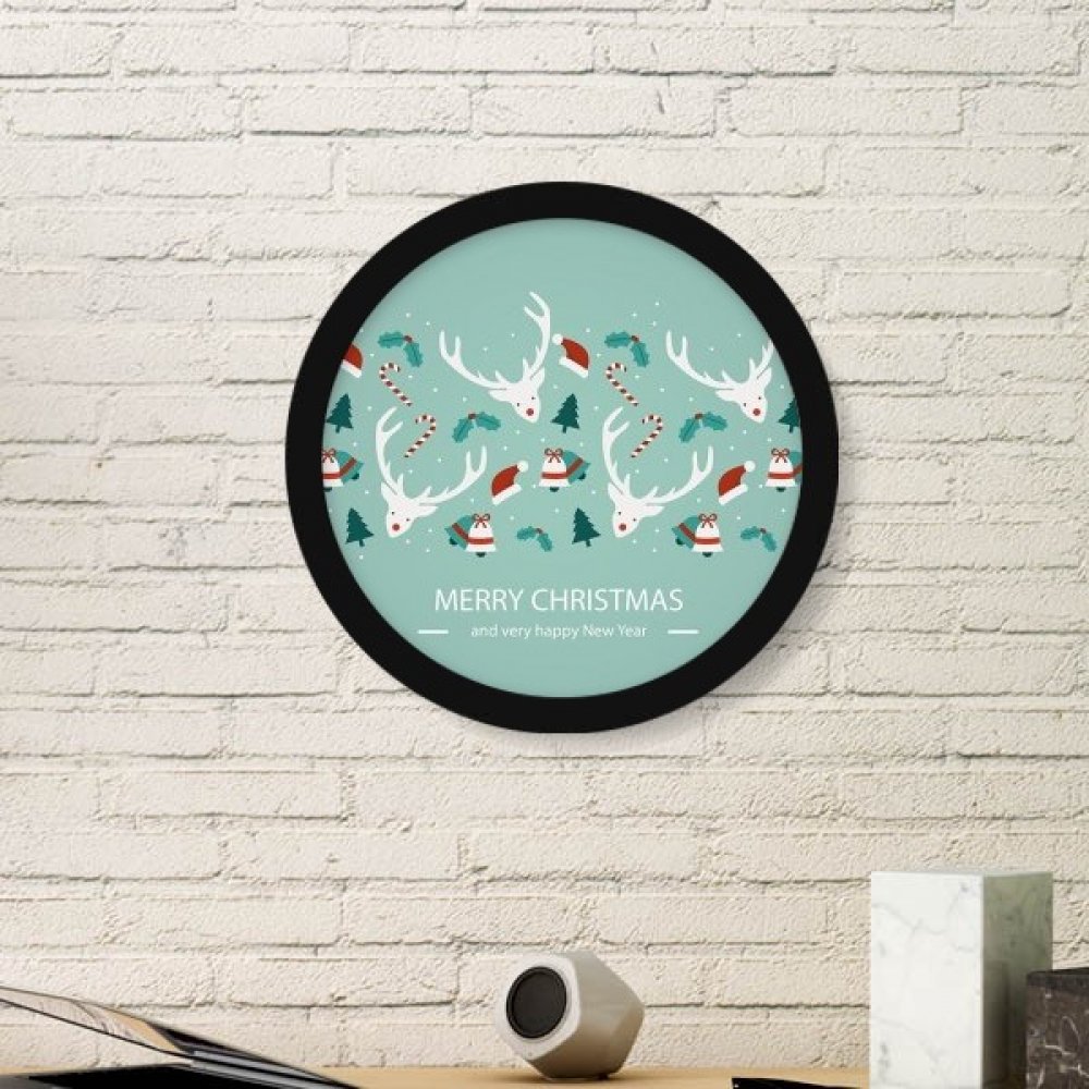 Cadre photo de Noël rond au design minimaliste noir avec motif d'élan