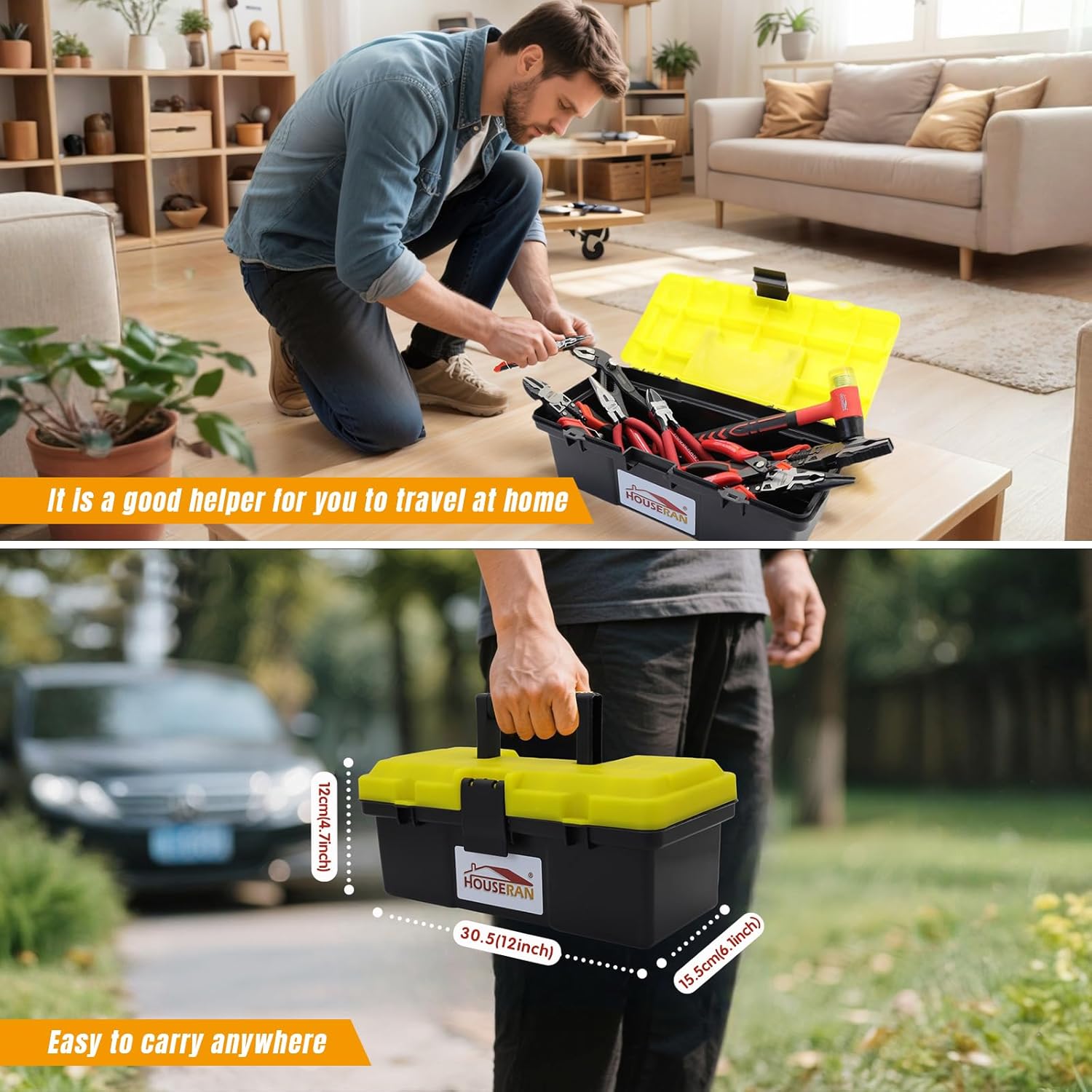 8-Piece Tool Set with Case Including 10” Groove Joint Pliers, 8.3” Long Nose, 8.3” Linesman, 7.5” Diagonal, 6” Flush Cutter, 5” Long Nose, 5” 170 Cutter, 25mm Rubber Mallet for DIY & Home Use