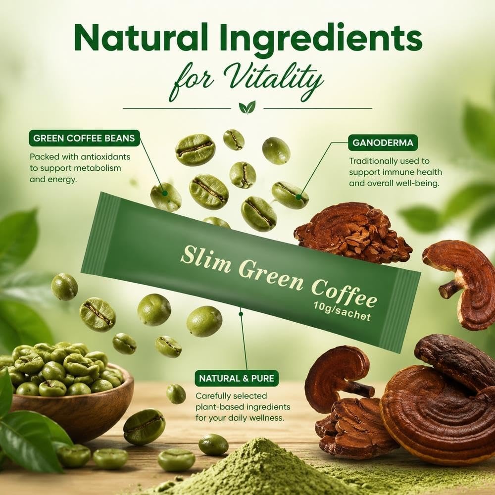 Miscela funzionale probiotica for la salute dell'intestino al caffè verde | Caffè istantaneo benessere a basso jitter vegano senza glutine(2pcs)