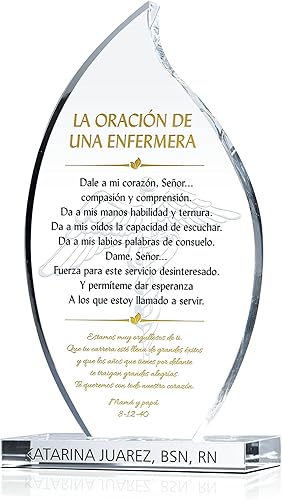 Placa de regalo de graduación con llama de cristal personalizada para ella o él, regalo religioso único de graduación de enfermera para hija, hijo,