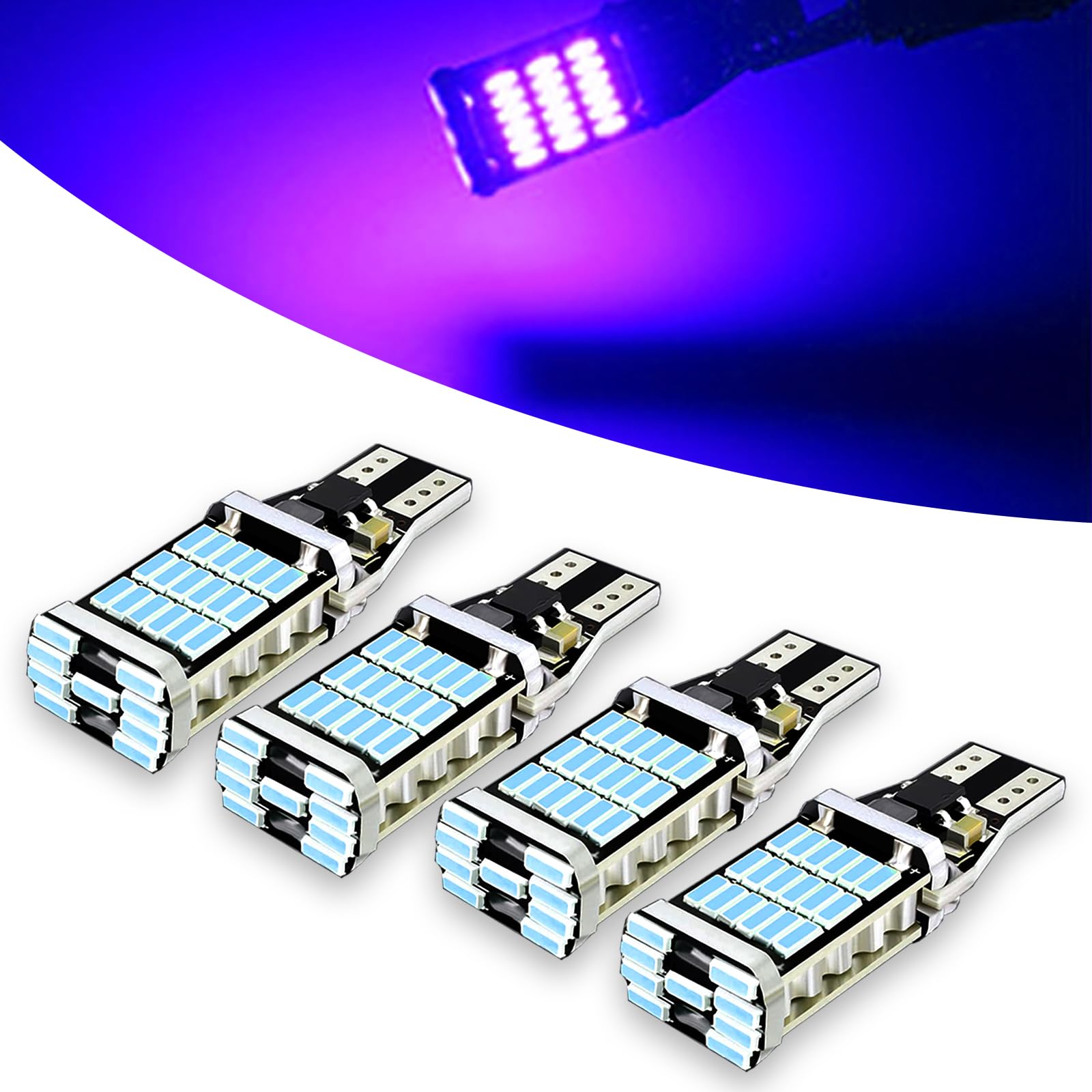 4 PCS T15 4014 45SMD LED Reverse Light, 6500K 800LM Car Turn Signal Bulbs, Backup Light Bulbs High Brightness Brake Light for Most Cars Trucks RVs (Blue)