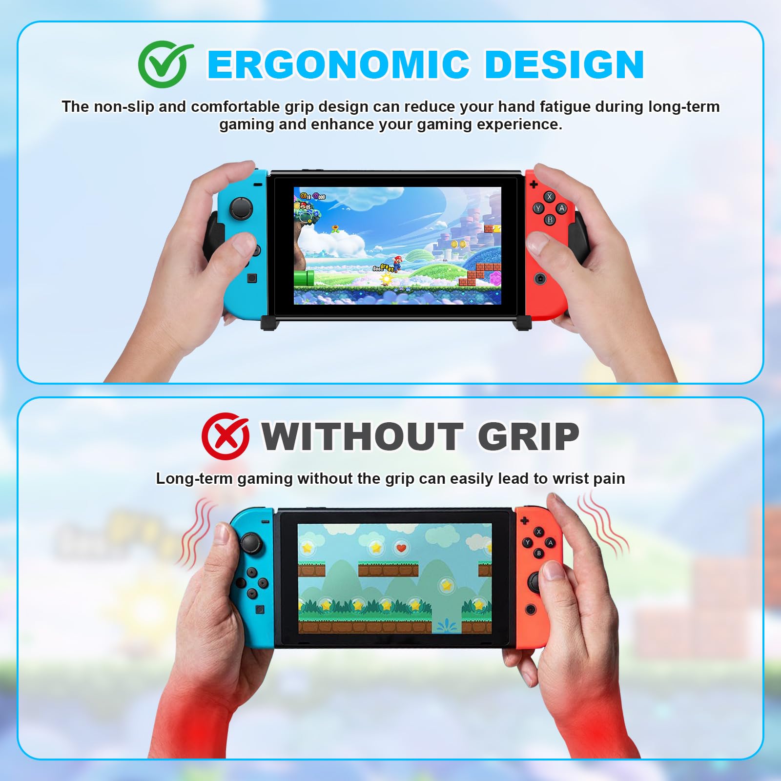 TOPCHANCES La poignée pour la manette Nintendo Switch 2 est légère et pratique, avec 5 emplacements pour cartes de jeu, une prise en main confortable et des accessoires de prise en main ergonomiques