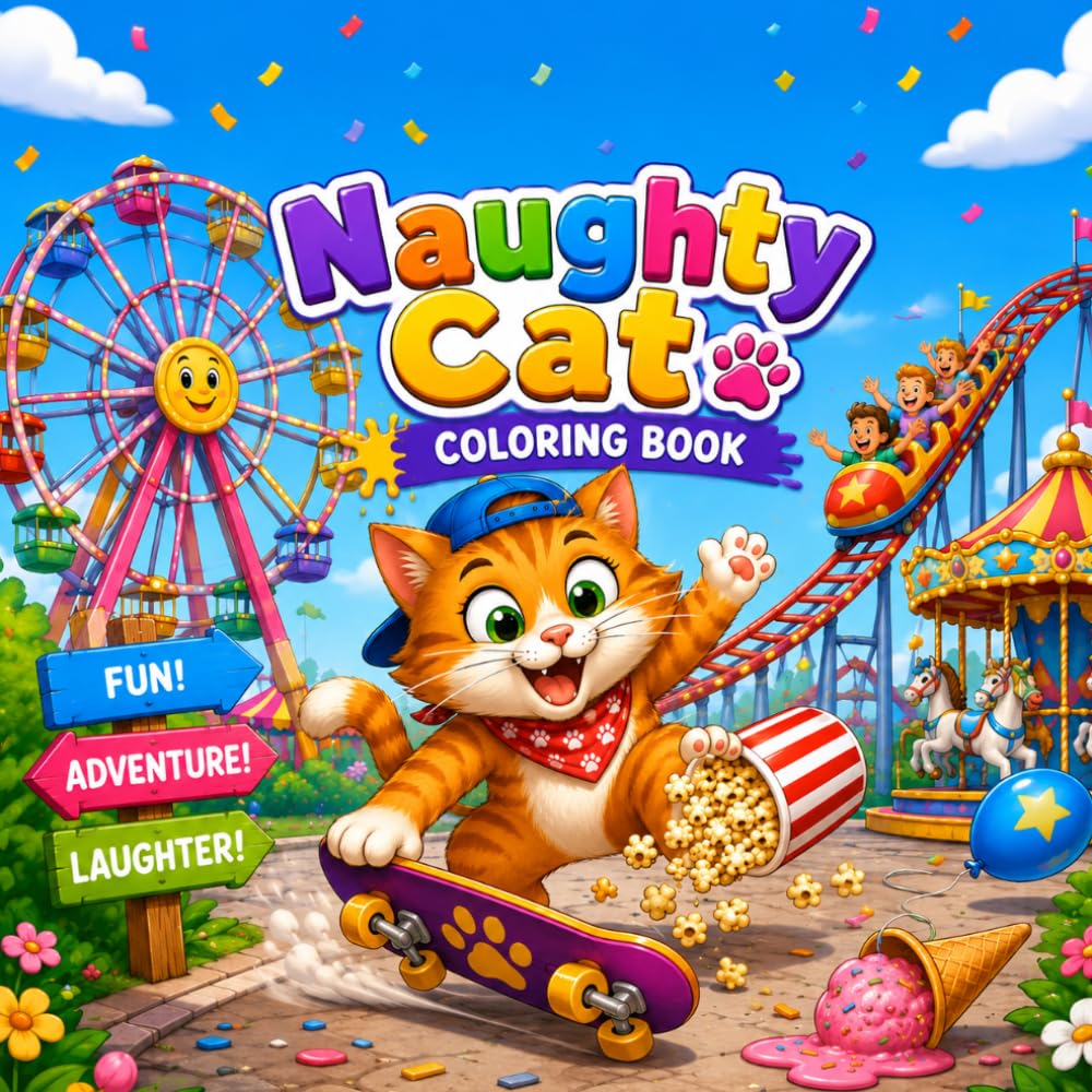 Naughty Cat Coloring Book: Funny Cat Doing Silly Things Coloring Book for Kids