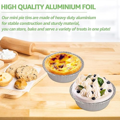 Miniatura 4 de 200 moldes desechables de papel de aluminio de 4 pulgadas, mini moldes para tartas, moldes para tartas de tarta pequeños, moldes individuales para