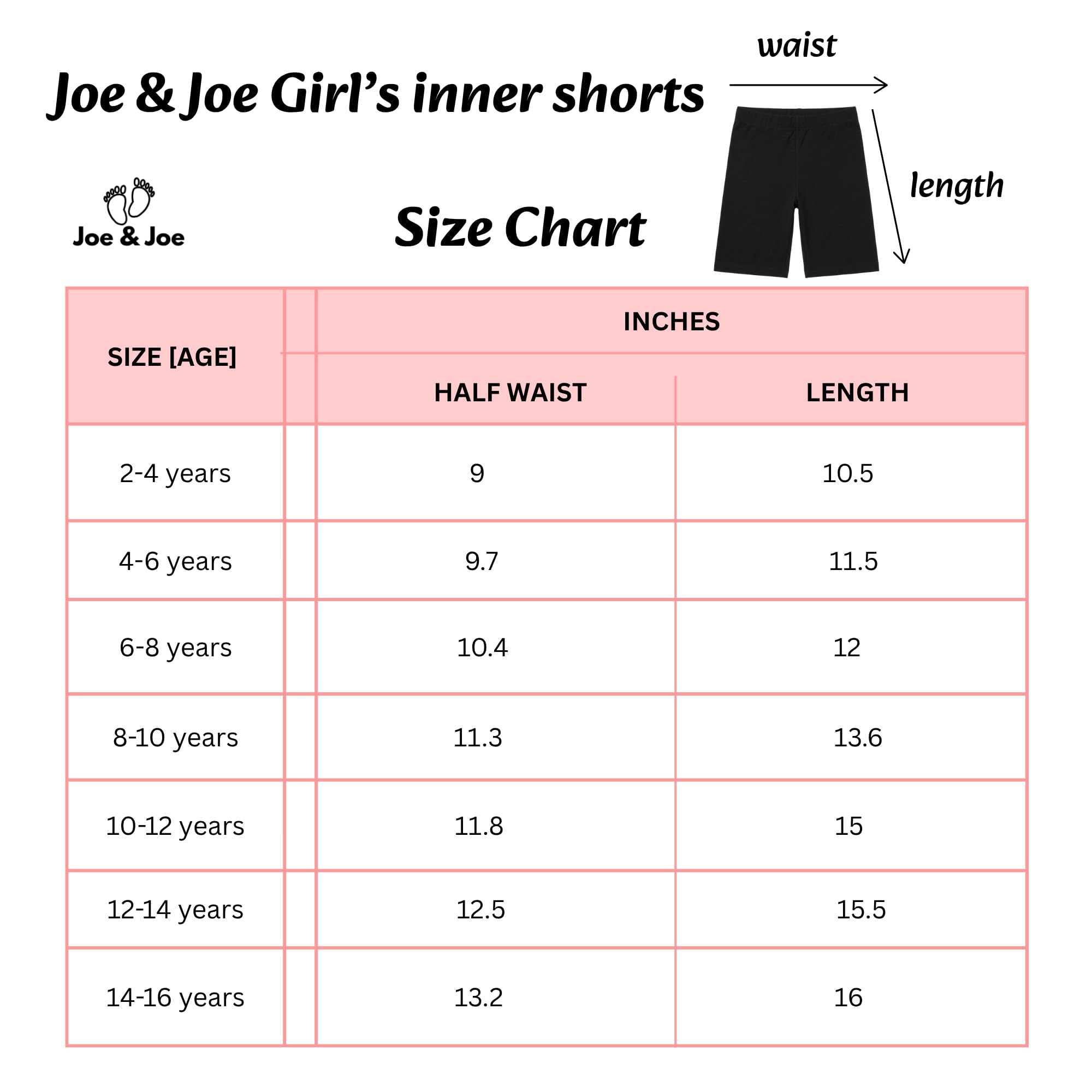 Joe & Joe Kids Premium Cycling Shorts for Girls | Soft Cotton Lycra | Pack of 2 Kids Inner, Yoga & Sports, Girls Inner Tights for School Uniform.(2-3 Years) Black 3