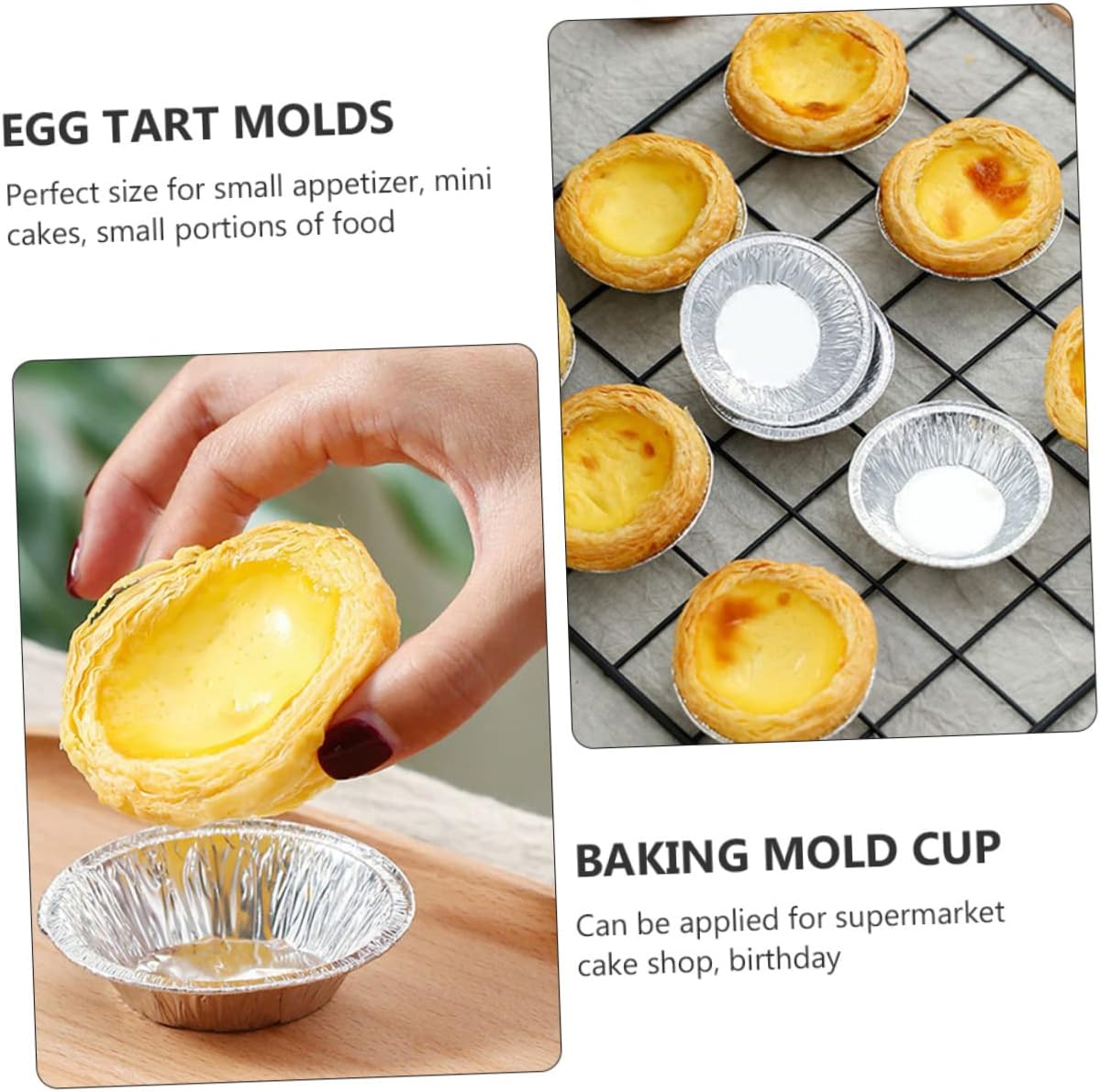 LIFKOME 500pcs Disposable Egg Tart Moulds Tinfoil Tartlet Pans for Easy Baking