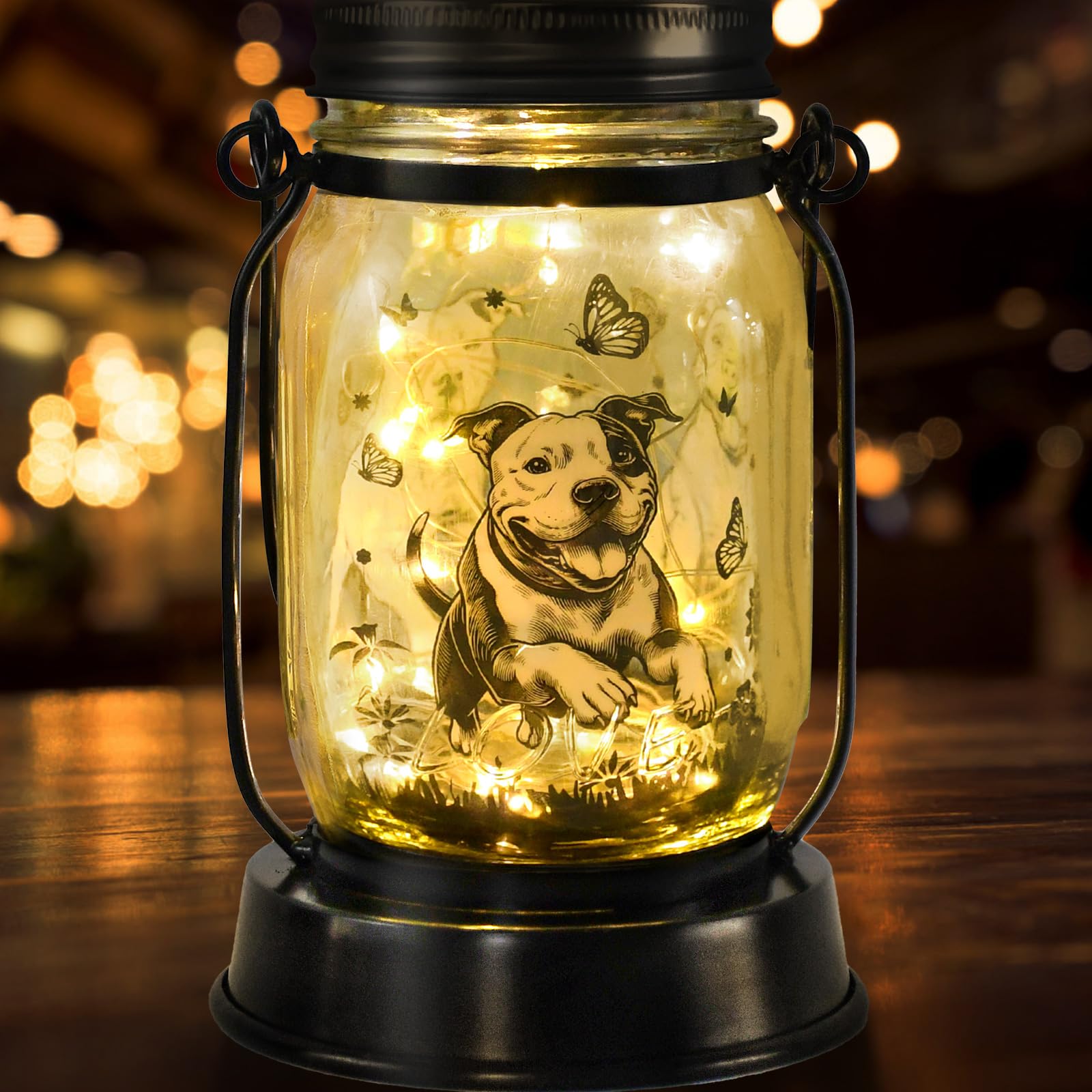 kyoryuger Pit Bull Gifts for Women/Men Pit Bull Solar Lanterns Mom Birthday Pibble Dog Lovers Lantern Pet Loss Animal Bully Memorial Lights Solar Garden Decoration Yard, Patio,Backyard,Porch Torches