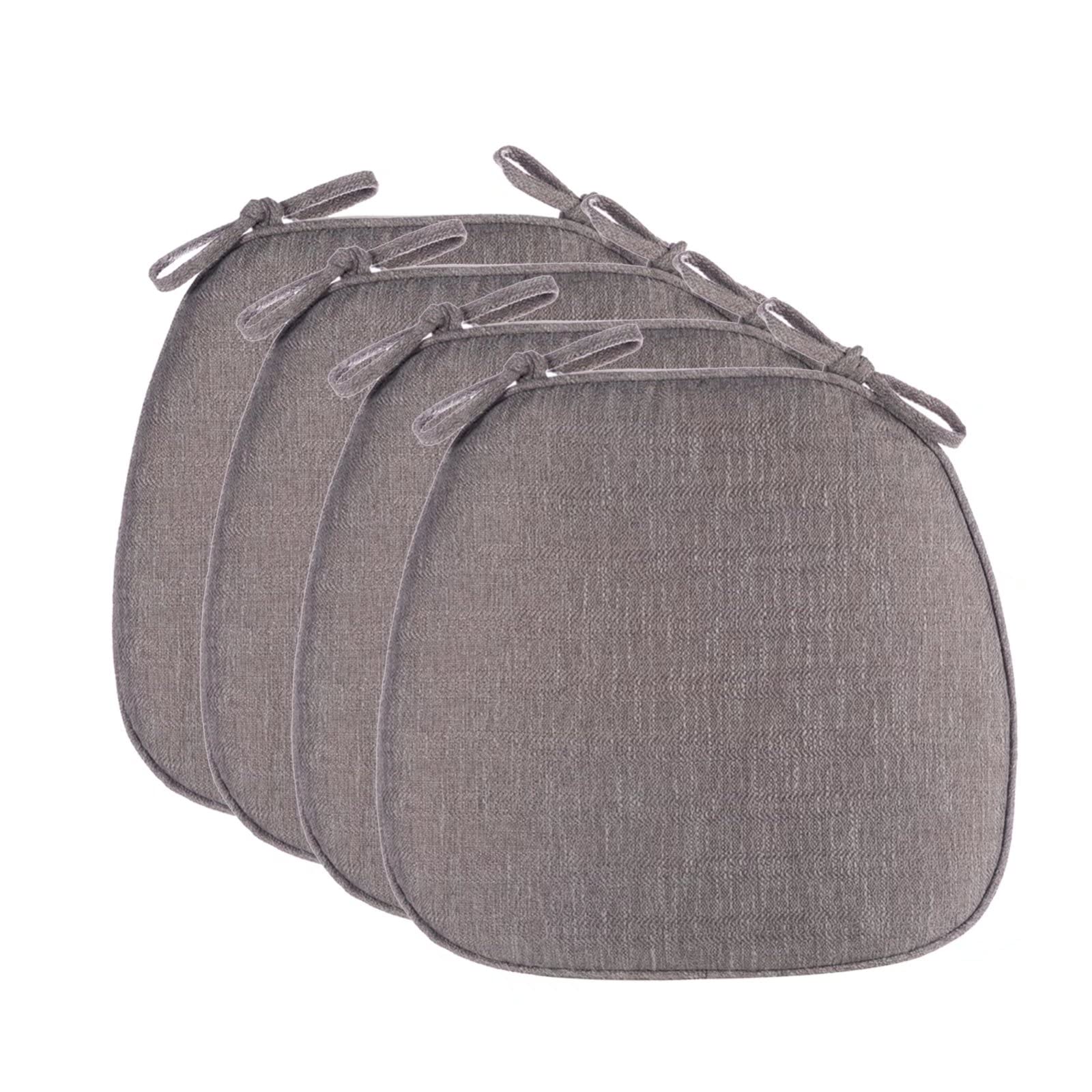 Yadlan Chair Cushions for Dining Chairs 4 Pack with Ties, Dining Room Chair Cushions Set of 4, Seat Cushions for Kitchen Chairs Non Slip, Colorful Chair Pads with Non Skid Bottom Grey