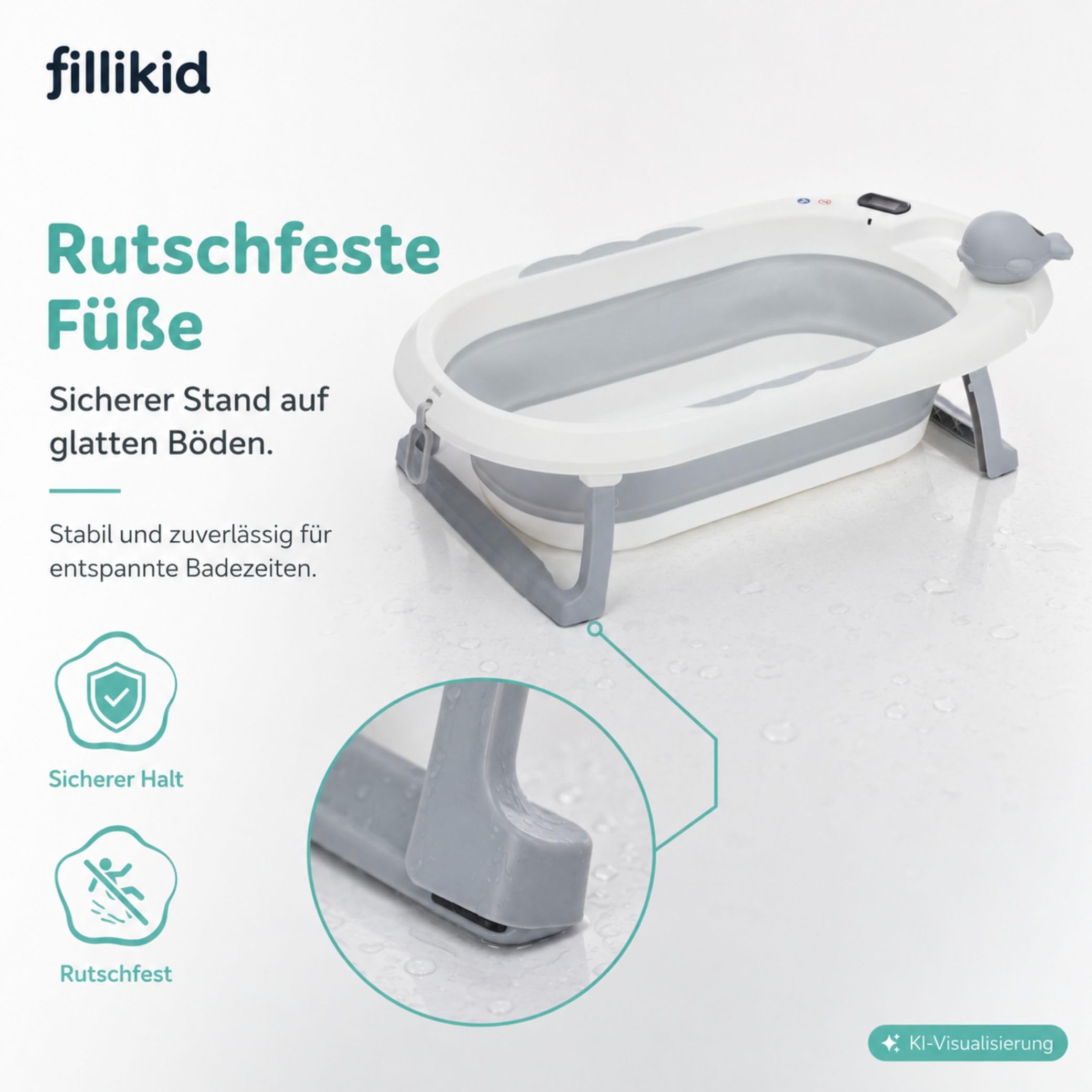 Fillikid Baby Badewanne, faltbare Badewanne ab Geburt