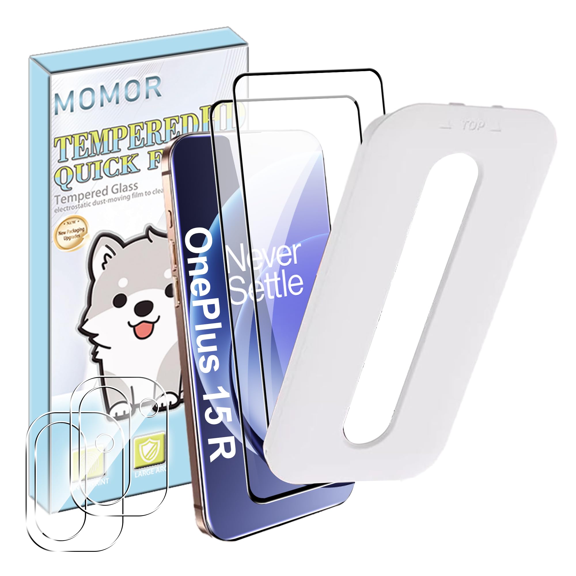 zZjoOoj Schutzfolie für OnePlus 15R für Panzerglas,Auto-Dust-Eliminierung,2 Stück Ultra-Klar Displayschutzfolie & 2 Pcs Kamera Schutzfolie,9H Härte Anti-Kratzer Blasenfrei,HD Clear