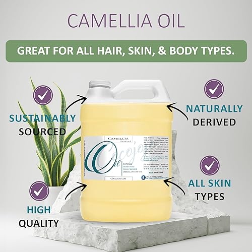 Miniatura 2 de Dr Joe Lab Aceite de semilla de camelia, 128 onzas, puro, natural, prensado en frío, sin refinar, aceite de camelia extra virgen, 1 galón, para
