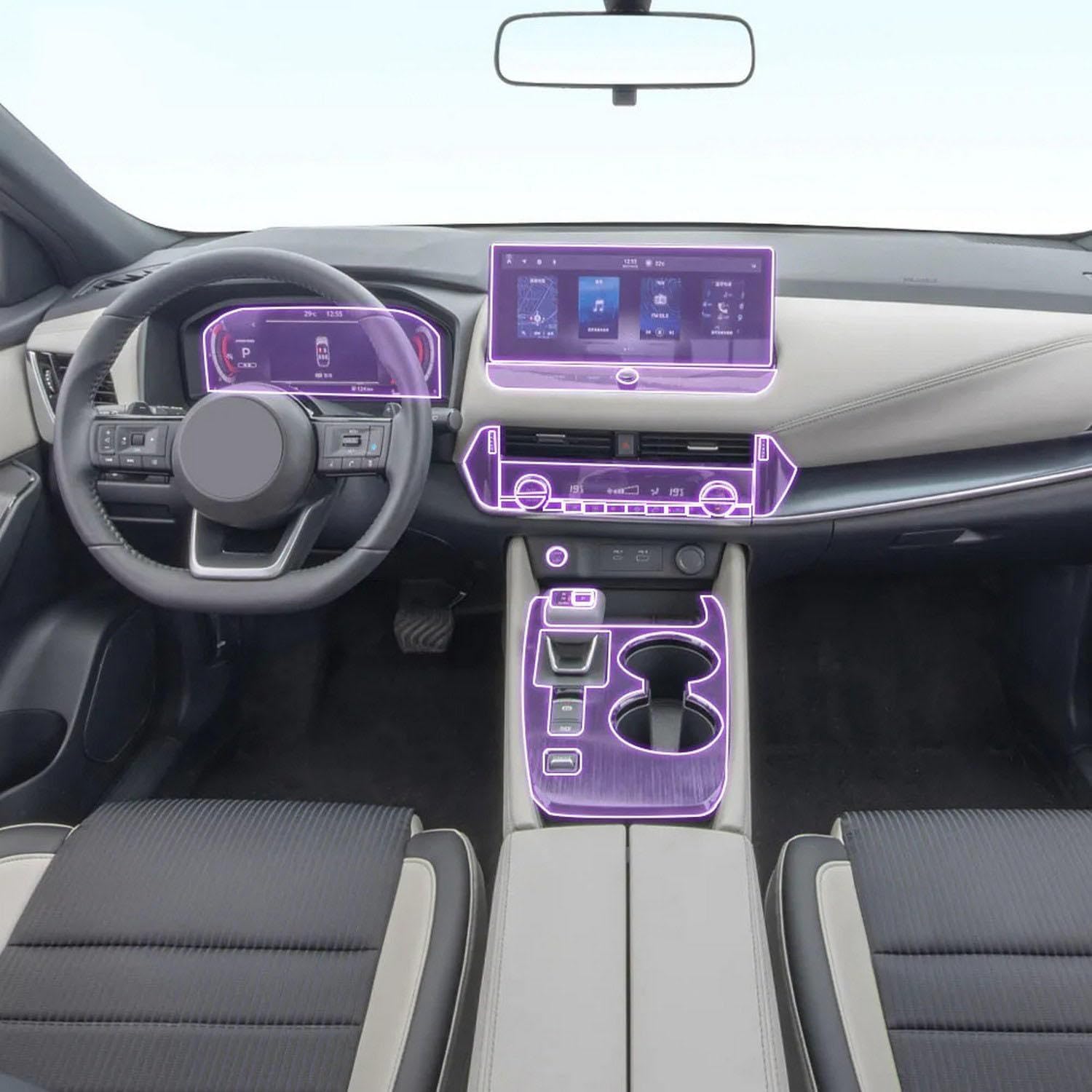 Film de protection transparent pour écran et console Qashqai