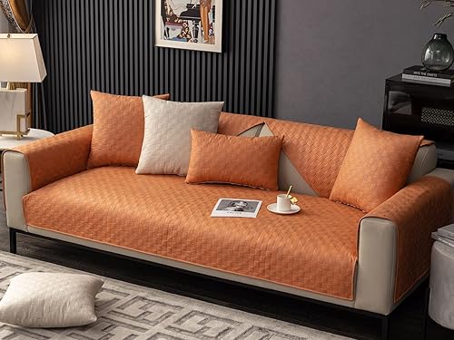 Miniatura 3 de vctops Funda acolchada de lujo, resistente al agua, de gamuza sintética, a cuadros, funda antideslizante para sofá modular para perros, niños y