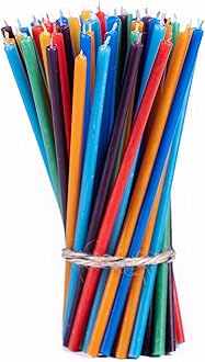 Danilovo Thin Taper Beeswax Candles - Honey-Scented, Decorative Candles Ideal for Birthday Decoration or Church Prayers - 7 Colors Drip Free, Tall & Smokeless Pack of 70 pcs, 6.5 x 0.22 inch