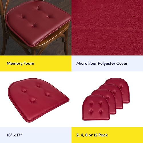 Miniatura 205 de Sweet Home Collection Cojines de espuma viscoelástica para silla, goma antideslizante y parte trasera de goma antideslizante en forma de U de 17 x