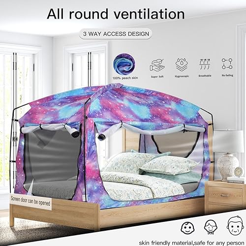 Miniatura 2 de Bed Tent,Portable Privacy Sleeping Bed Canopy,Blackout 90% Drapes for Kids and Adult,Indoor Space Tent with Breathable Large Mesh Windows