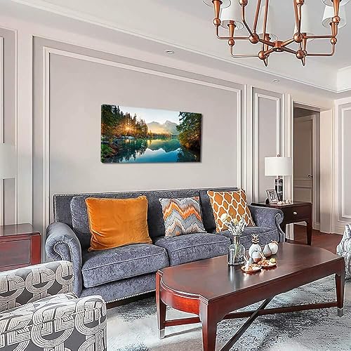 Miniatura 6 de TEKMENT Lienzo grande de otoño con diseño de lago de otoño para sala de estar, dormitorio, decoración de oficina en casa, impresión de paisaje de