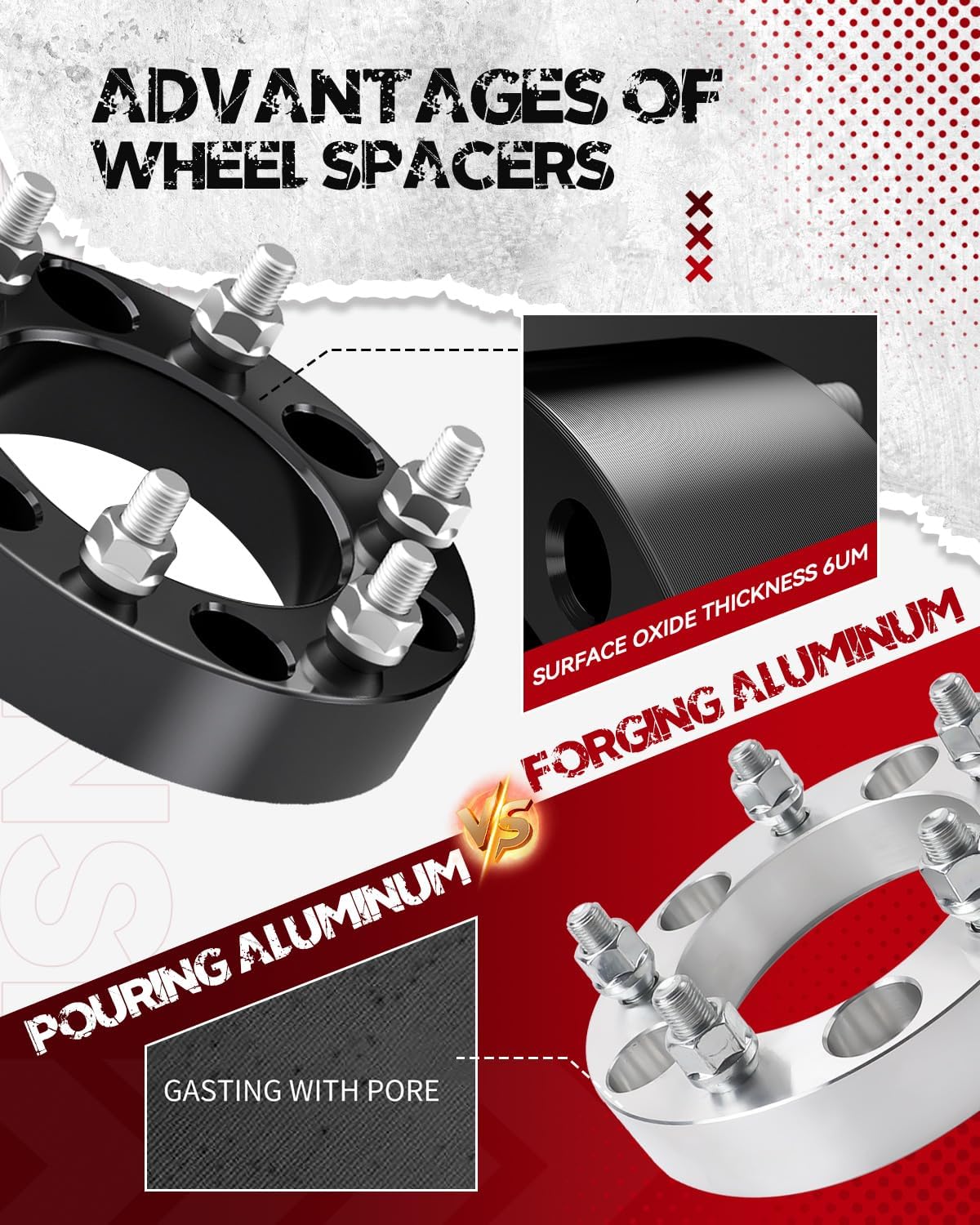 Richeer 6x5.5 Wheel Spacer Compatible with Silverado Suburban Sierra Savana 1500 Express Tahoe Yukon Escalade C2500 K2500, 1.5" Forged 6x139.7mm Wheel Spacers with 14x1.5 Studs & 108mm Center Bore