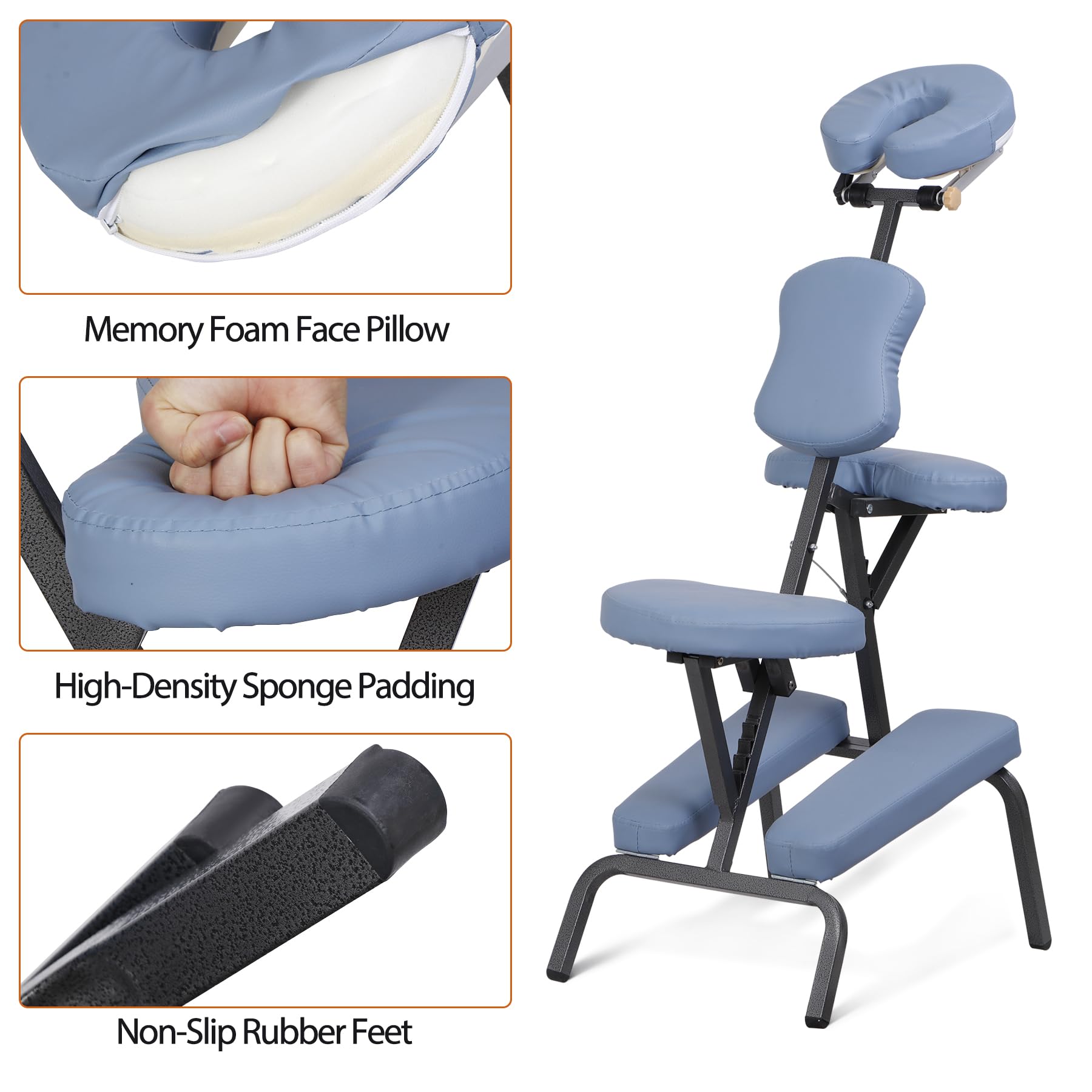 JupiterForce Portable Foldable Massage Chair with Adjustable 4-Inch Face Cradle