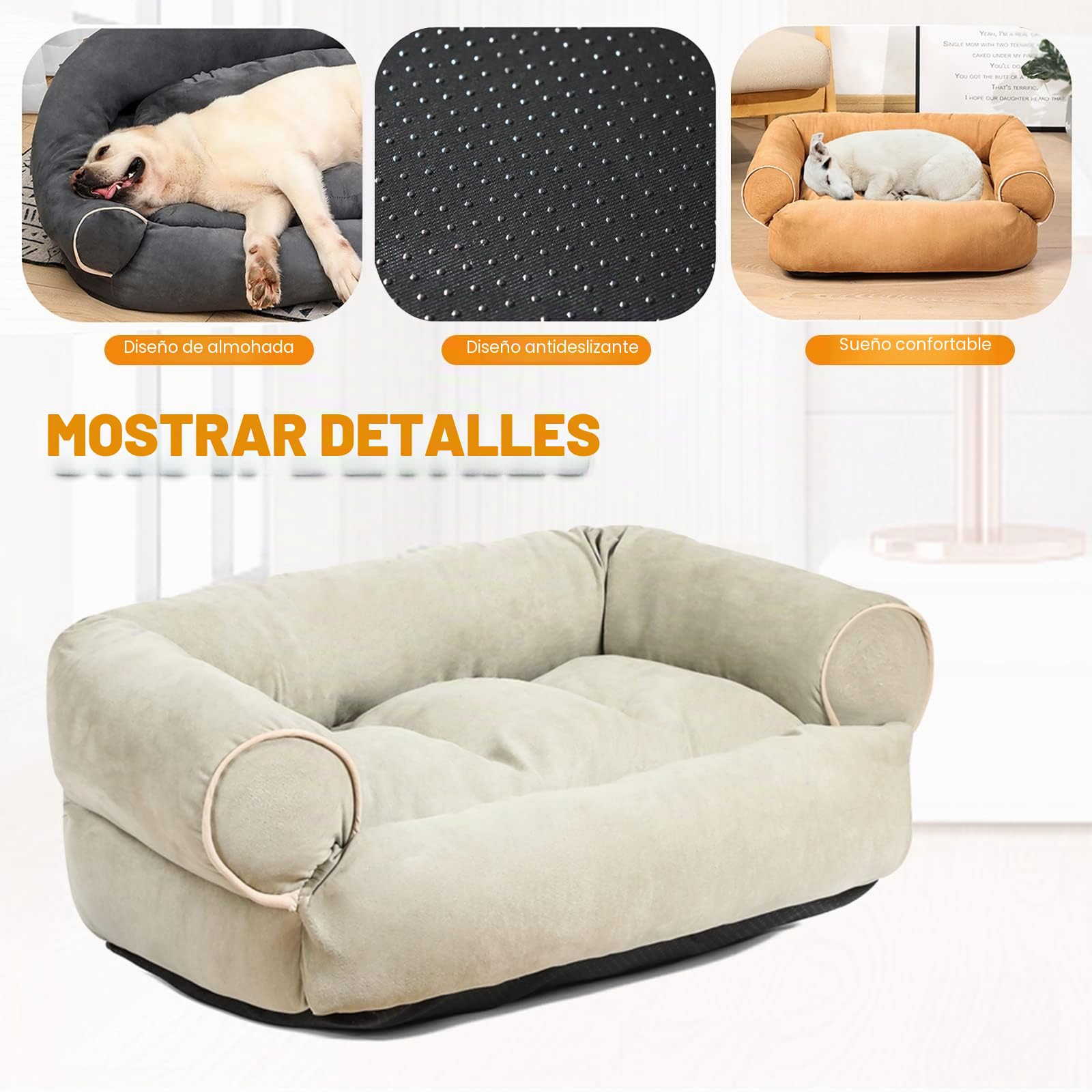 PETCUTE Cama Ortopédica para Perros y Gatos Pequeños con Espuma Viscoelástica, Super Cómoda con Fondo Antideslizante