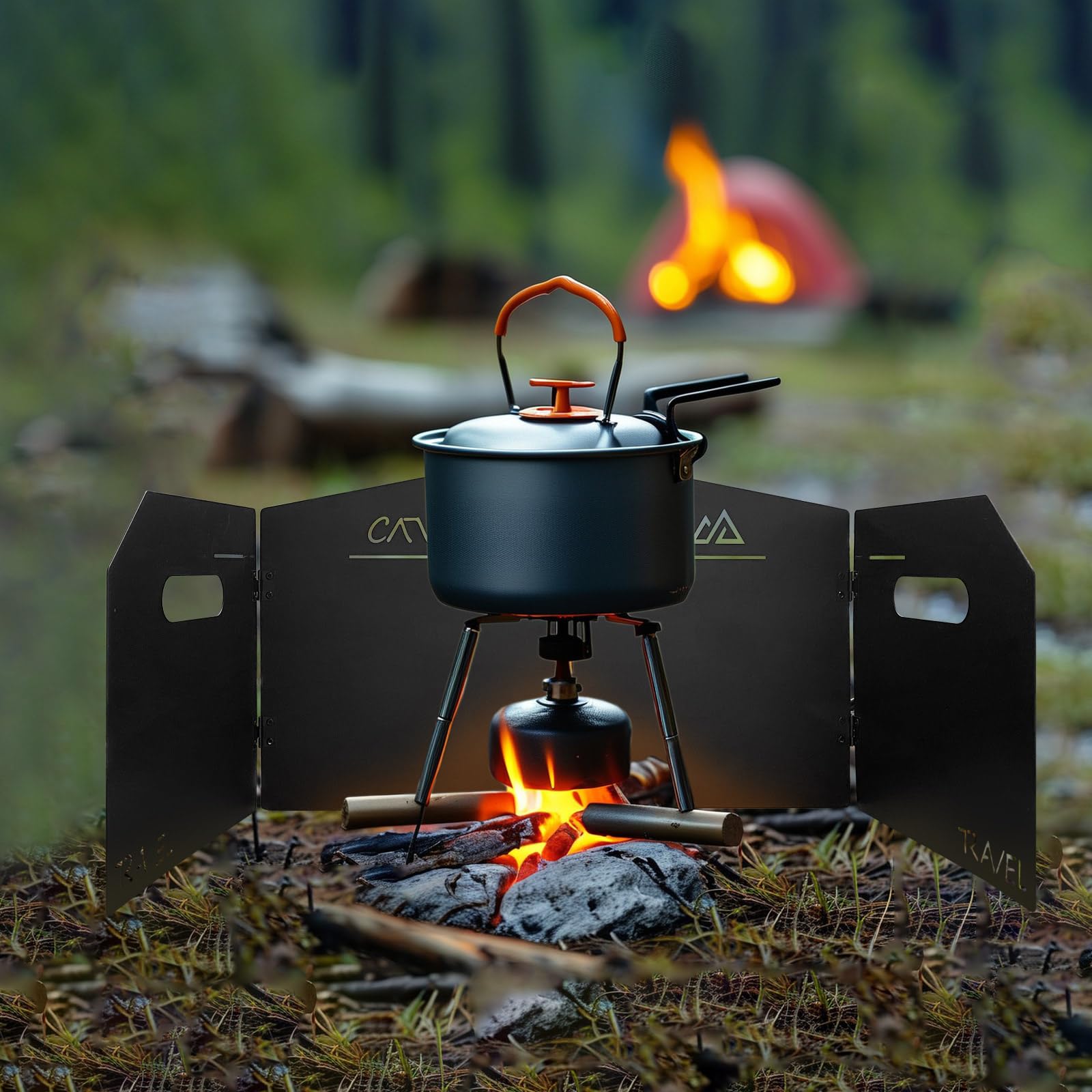 4 placas para estufa de camping, parabrisas, bloqueador de viento de metal, plegable, con bolsa de almacenamiento, pantalla de viento para estufa al aire libre, accesorios para camping,