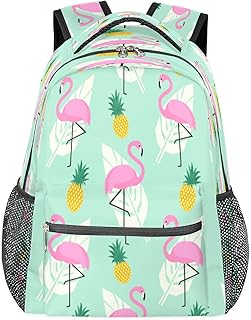 Mochilas de viagem para laptop para mulheres homens, flamingo, abacaxi, frutas, resistente à água, mochilas escolares leves para adolescentes meninas/meninos, mochila casual para viajar, acampar, caminhar, Multicor, Medium