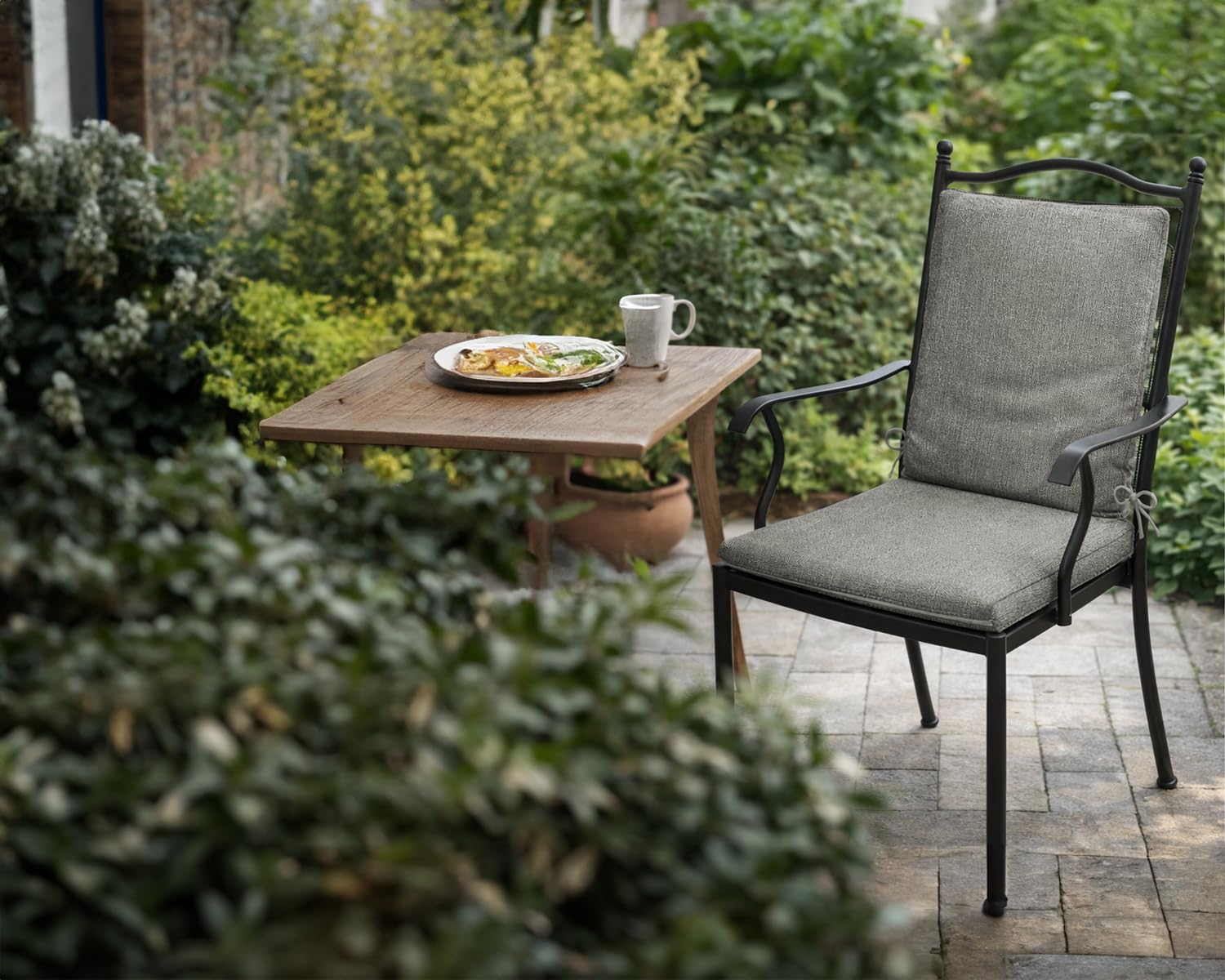 HAND Cuscino con Schienale per Sedia - Cuscini Sedie Interno ed Esterno, Morbida Imbottitura, Per Giardino o Casa - Made in Italy (2, Ecrù, 90x41 cm)