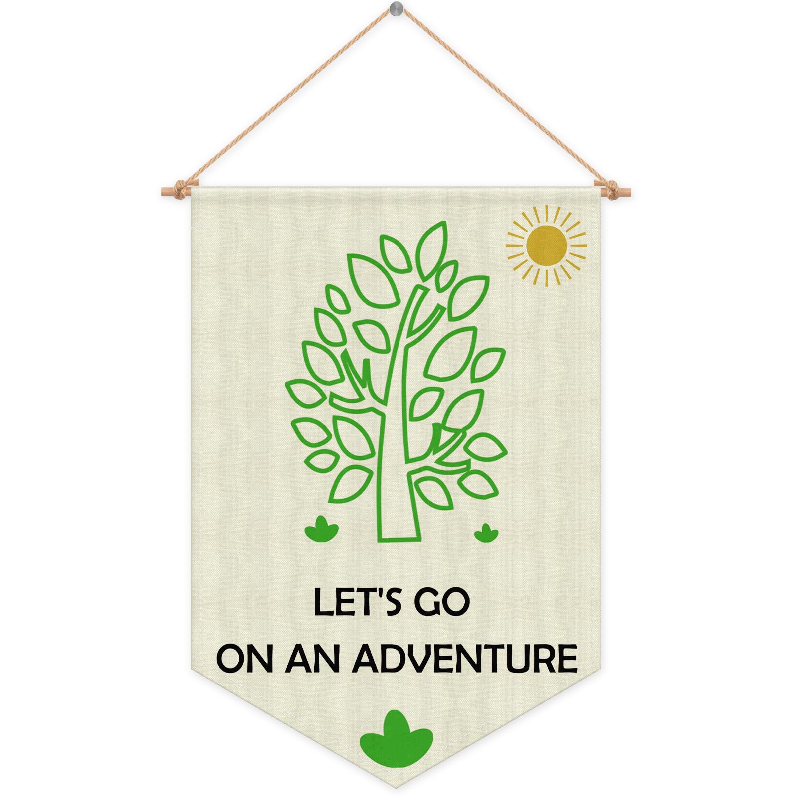 Kids Room Banner Adventure Nursery Classroom Wall Banner Decor Hanging Pennant Flag Wall Sign Decor Gift for Nursery Bedroom Playroom Front Door Game Room Kids Girl Boy Christmas Birthday Gift Linen