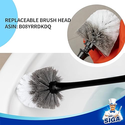 Miniatura 4 de MR.SIGA Juego de émbolo y cepillo de inodoro con soporte, cepillo de inodoro resistente y émbolo para limpieza de baño, negro, 1 juego