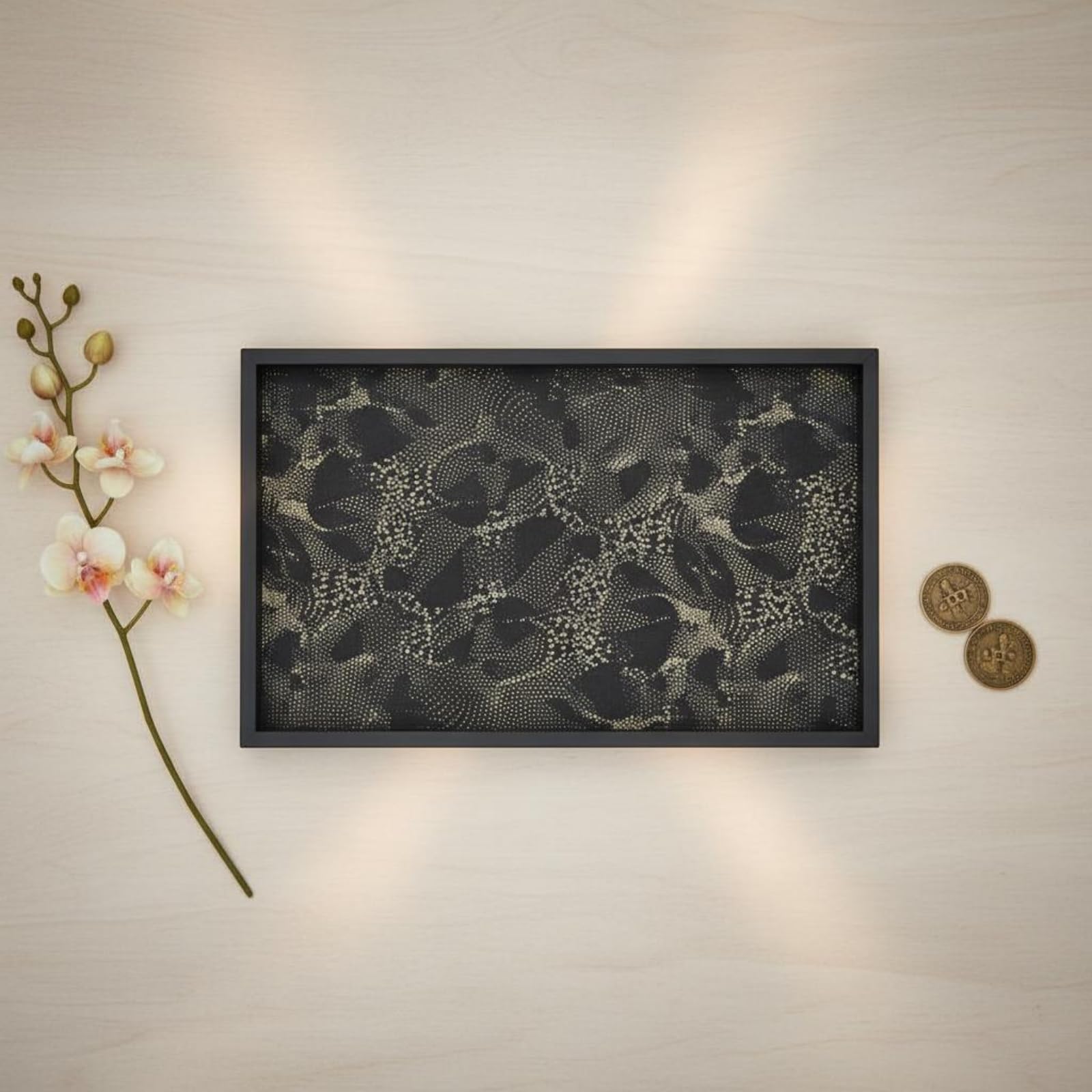 rockible Bandeja Decorativa Bandeja Organizadora Bandeja de Almacenamiento Bandeja de Exhibición con Estructura Robusta de Madera y Acabados en Cuero Diseño de