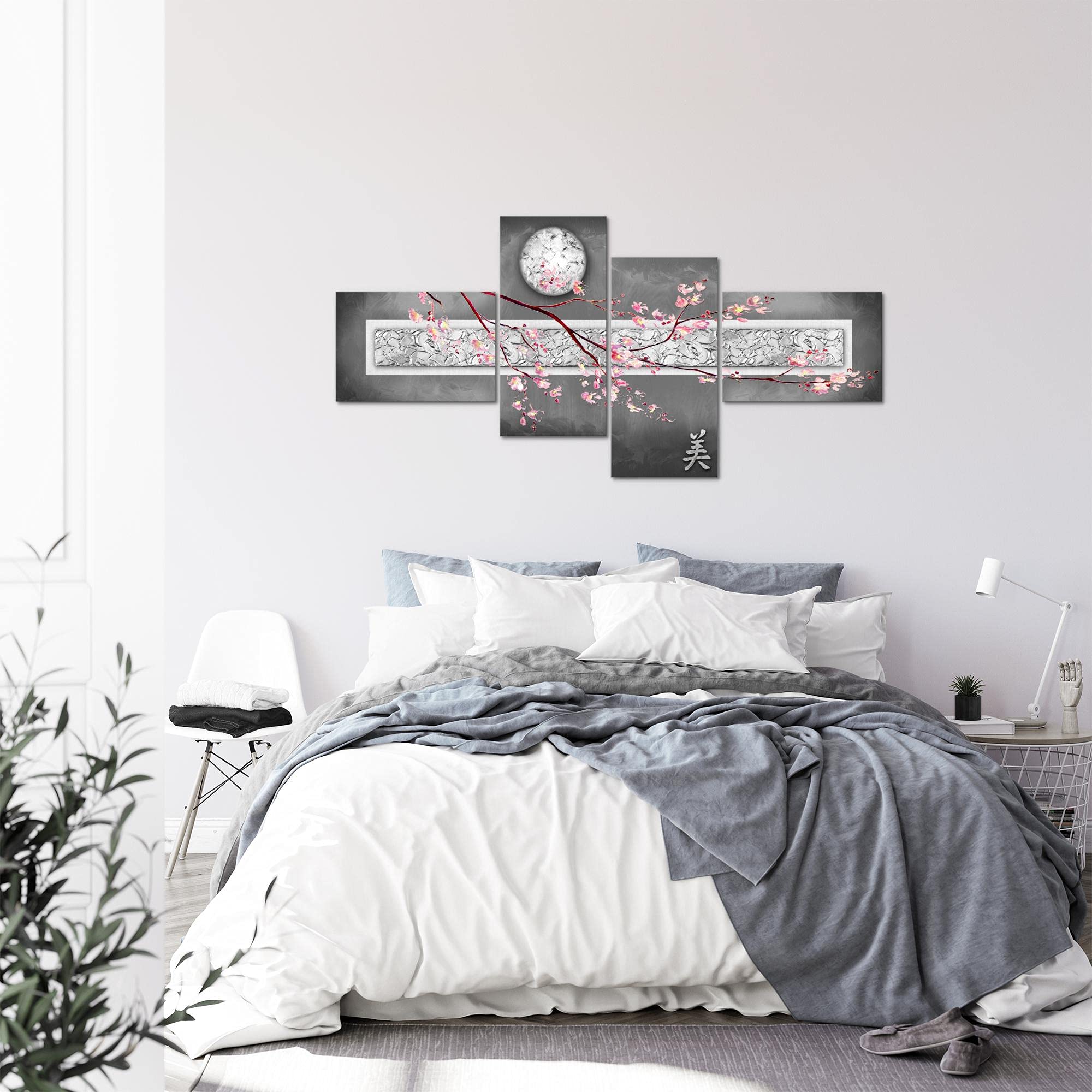Runa Art Quadro XXL Sakura Fiori 200 x 100 cm Stampa D'Arte Murale Tela Non Tessuta Decorazione Soggiorno Camera Da Letto 500241c