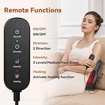 Back Massager with Heat, Deep Tissue 3D Kneading Massage Remote-K3P