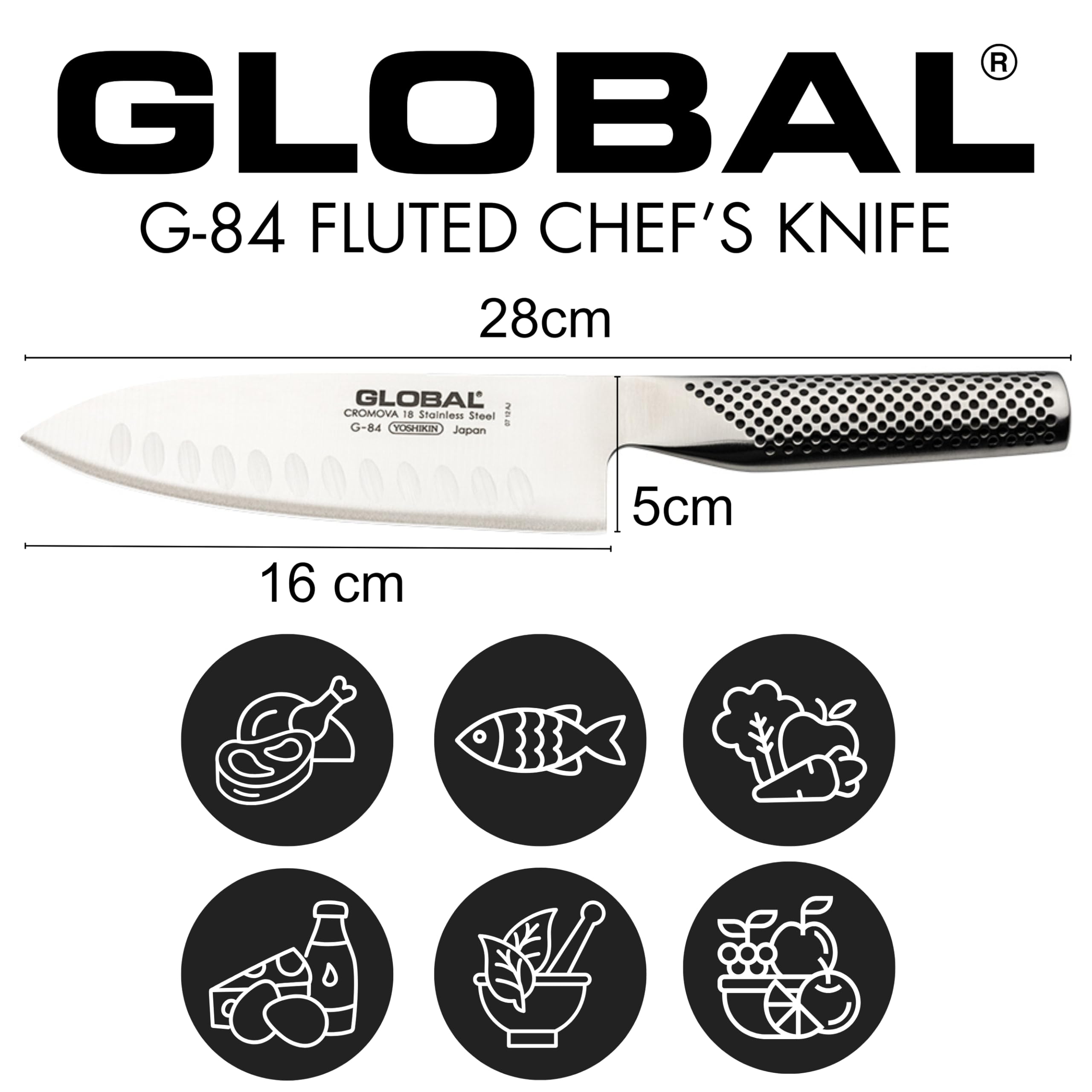 G-84 Cuchillo Santoku alveolado hoja 16 cm