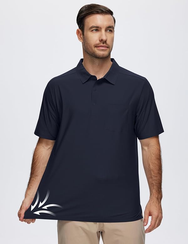 MoFiz Mens Polo Shirts Short Sleeve Dry Fit Casual Collared Men's Golf Shirt Lightweight Soft Cooling Classic Fit Golfing Navy 3XL by MoFiz - Used condition - Image 2