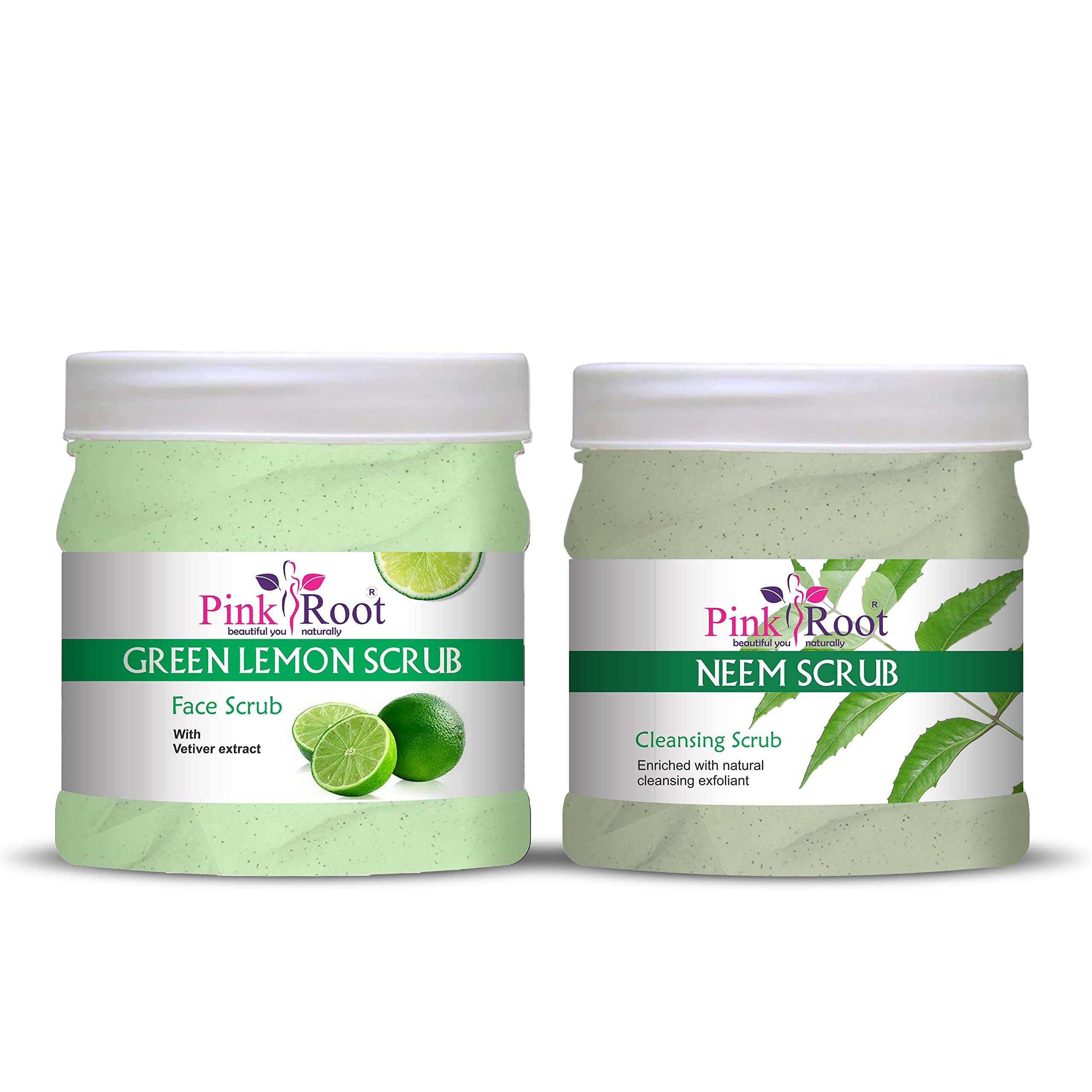 Pink Root Green Lemon Scrub 500gm with Neem Scrub 500gm