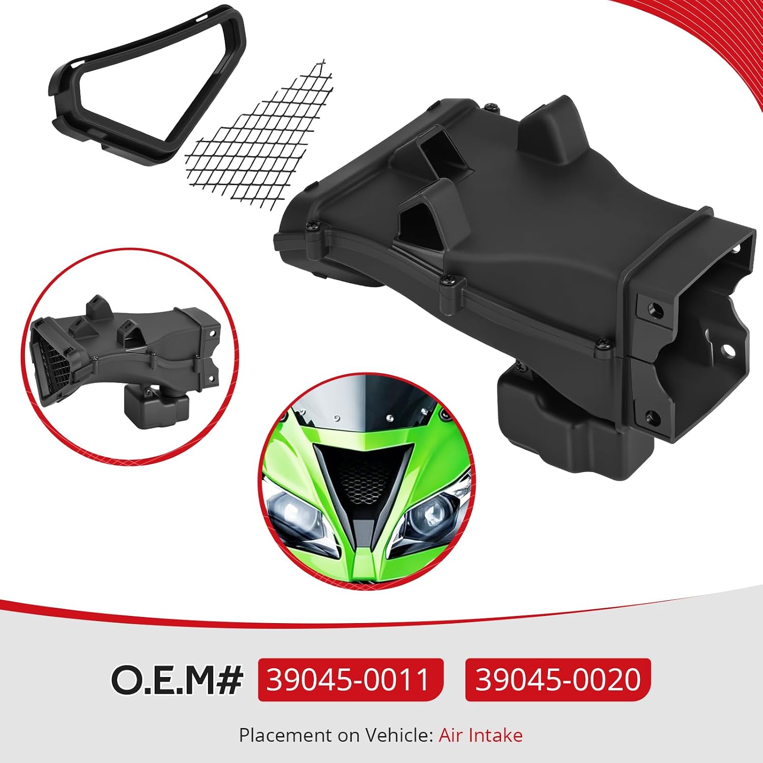 JAVIK Ram Air Intake Duct For Kawasaki Ninja ZX6-RR ZX-6R 2005-2006 O.E.M# 39045-0011 39045-0020