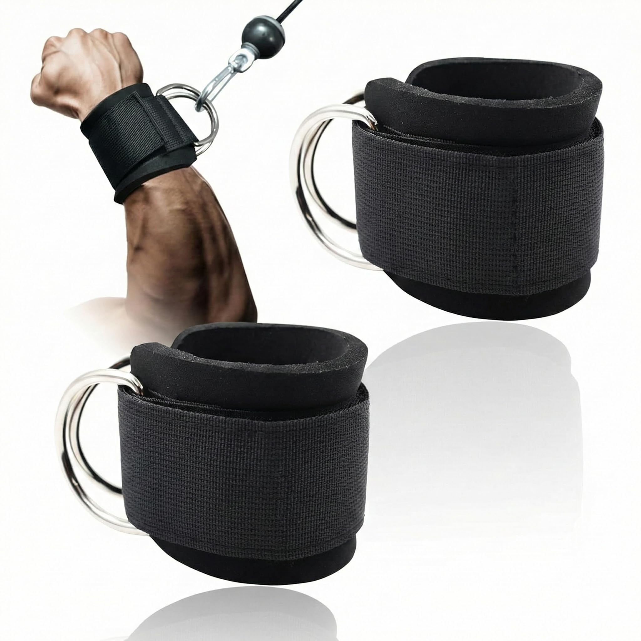 RACE Wrist Cuffs with Dual D-Rings – Secure & Comfortable Support for Cable Machine Workouts, Lateral Raises, Arm Strength Training, and Triceps Exercises-image-27