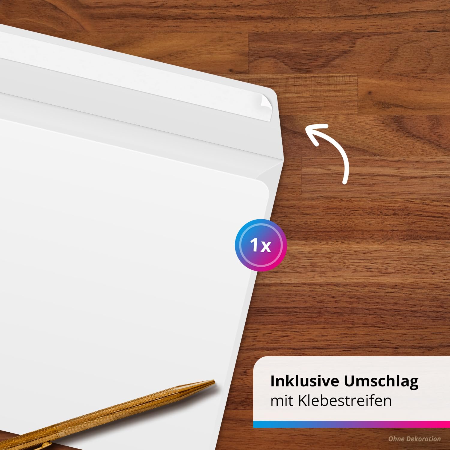 XXL Hochzeits-Glückwunschkarte A4 – Mit Umschlag, 'Hängende Herzen'-Design – Edle Klappkarte
