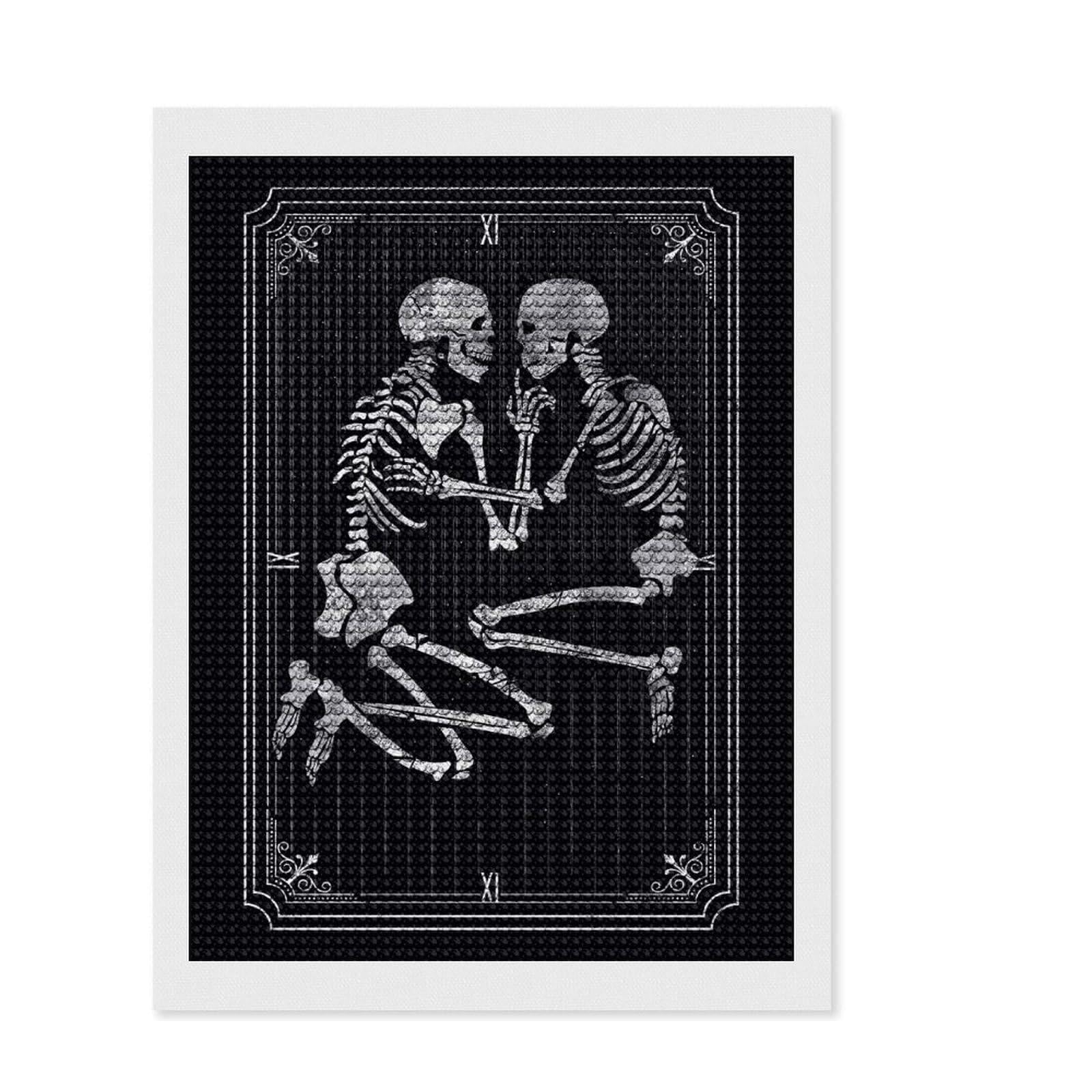 Junmoney Skeleton Key Diamond Painting Kit 12"x16", for Women, Easy to Follow Symbols, Birthday Gift, Home Wall Decor, Neat Printed Canvas