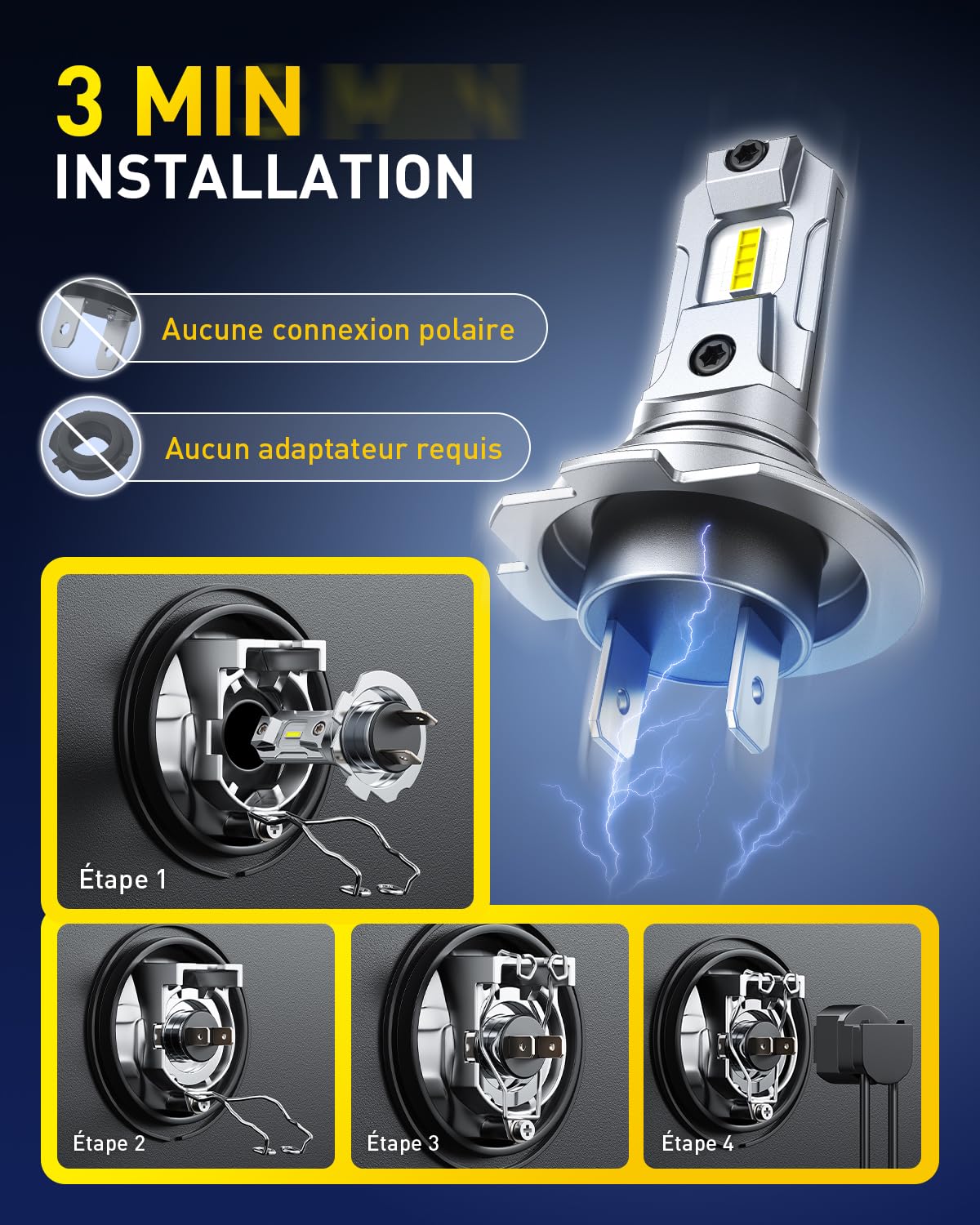 AUXITO Ampoule H7 LED Ultra Puissante-Blanc Froid 6500K,600% Brillance | Taille 1:1 Halogène, Installation Plug & Play, Durée de Vie 60 000 Heures, Lot de 2