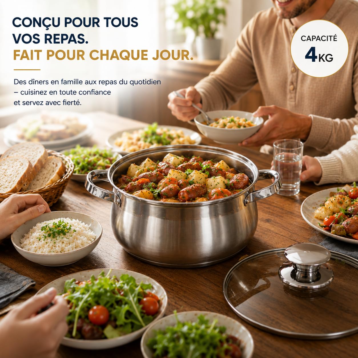 Royal Swiss® Batterie de Cuisine Inox 6 Pièces – Casseroles & Poêles avec Couvercles en Verre – Tous Feux – Acier Inoxydable Durable (6 pcs)