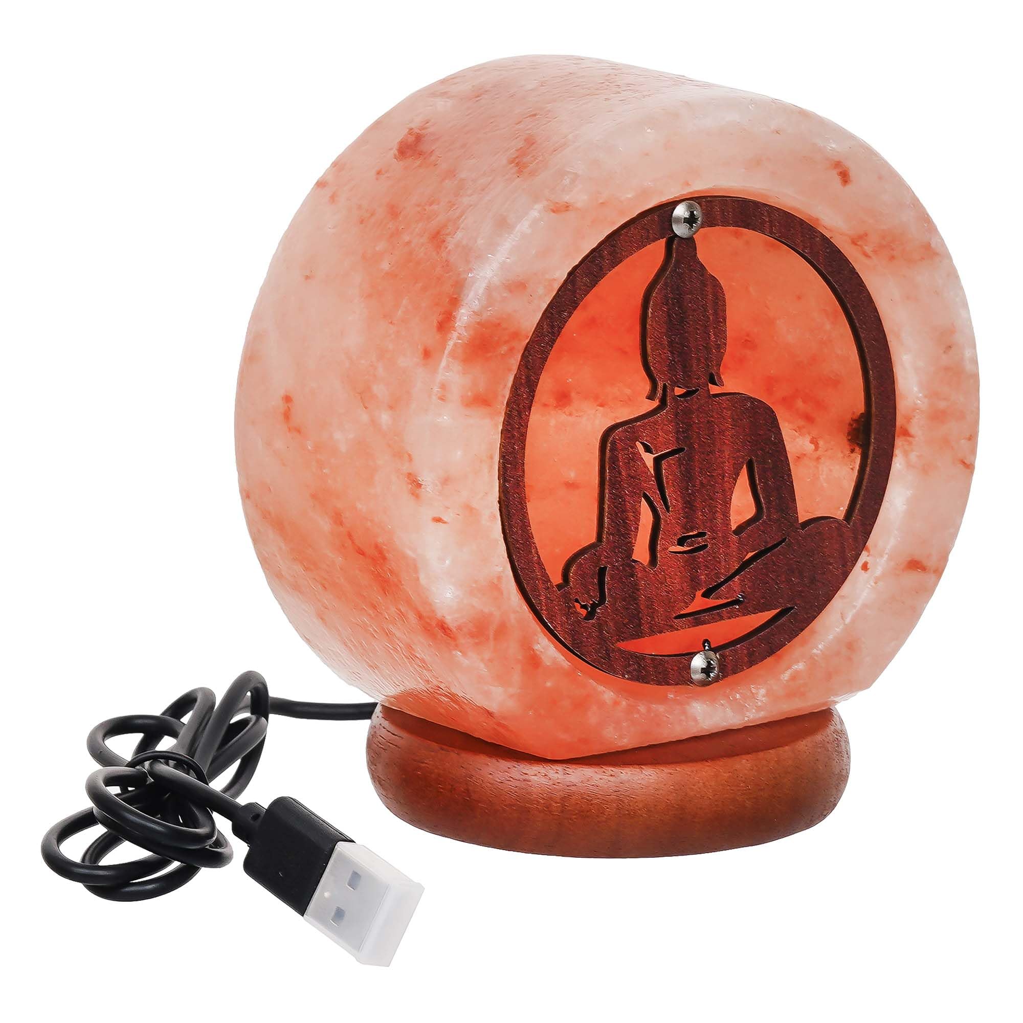 eCraftIndia Meditating Lord Buddha Decorative Himalayan Salt Lamp with Wooden Base - Lamp for Home Decoration - Gift for Diwali Buddha Purnima Christmas Birthday Housewarming New Year 3