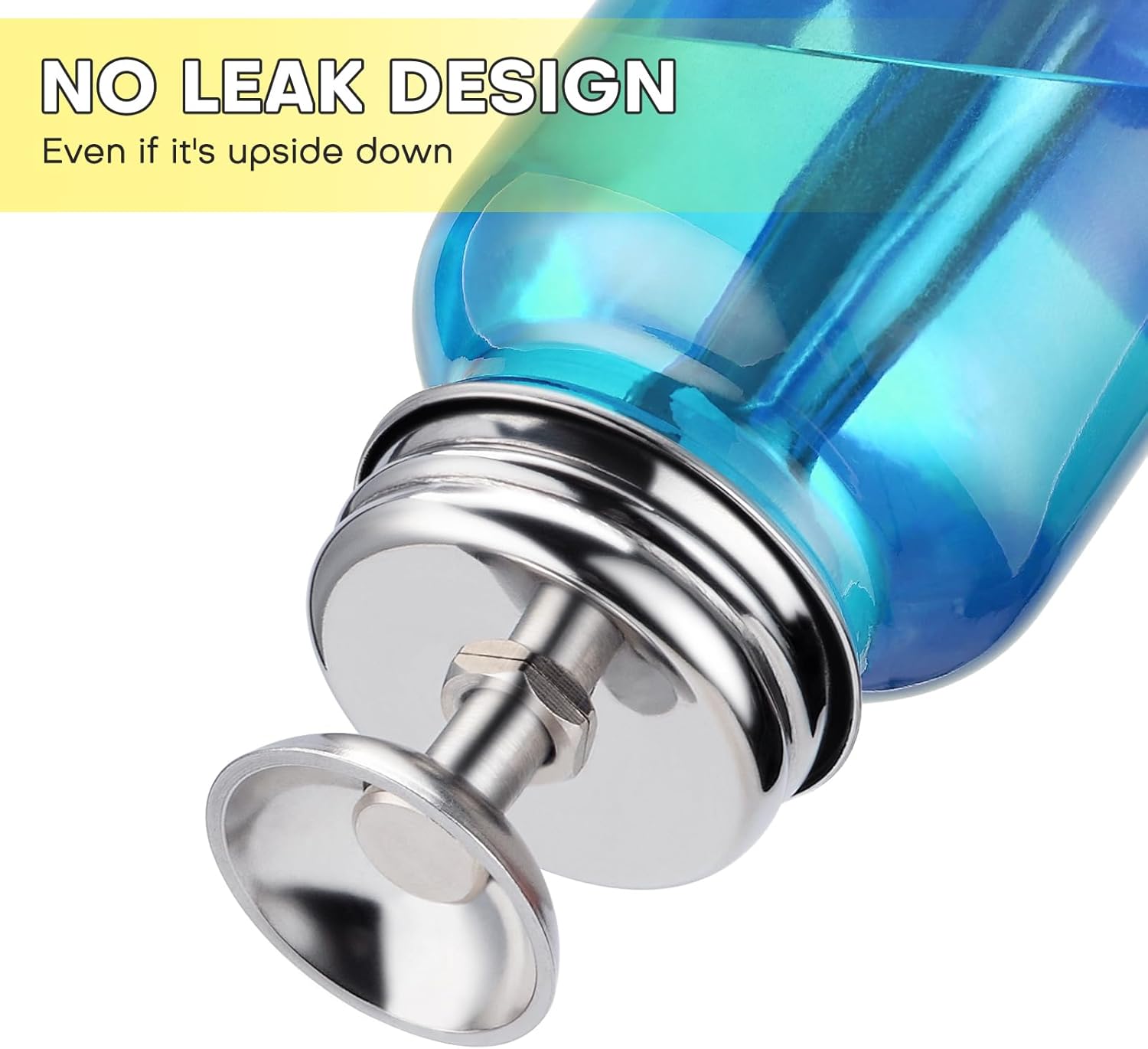 Noverlife 4Oz / 120ml Push Down Pump Dispenser with Cap, Nail Polish Remover Pump Bottles Glass Rubbing Alcohol Dispensers, Refillable Alcohol Dispenser Push Down Bottle - Gradient Blue - Image 4