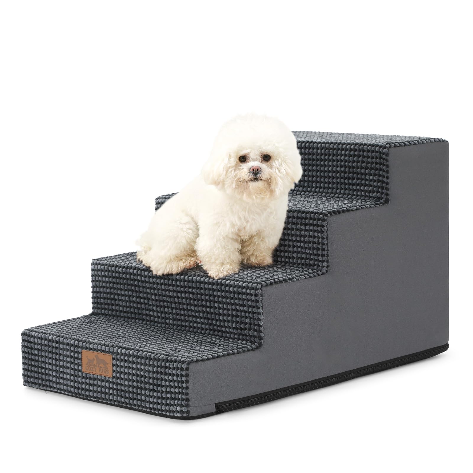 COZY KISS Dog Stairs for Small Dogs, 4 Step Pet Stairs for Beds &amp; Couches