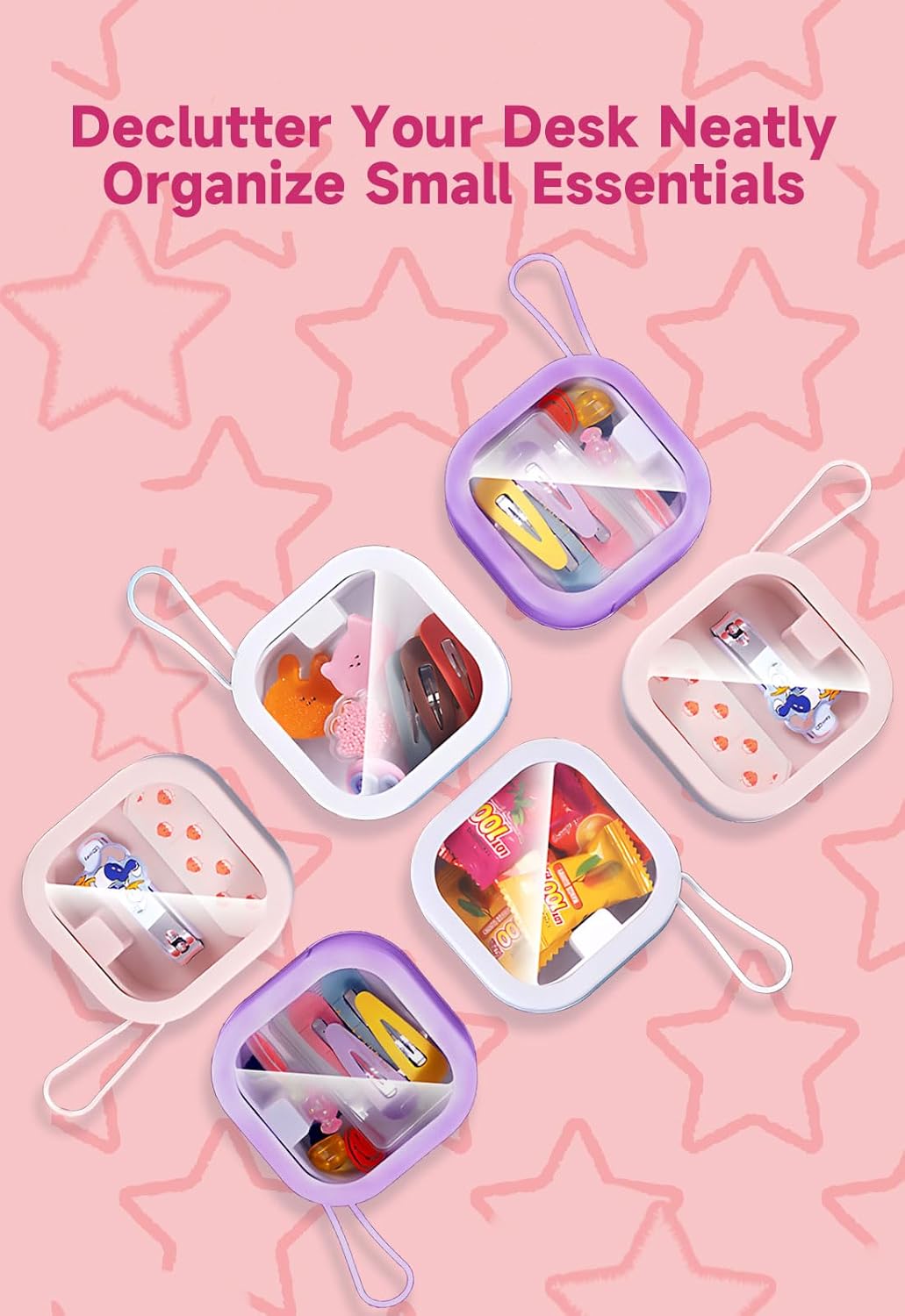 6 Pcs Hair Tie Organizer, Portable Travel Hair Tie Holder Hair Accessories Organizer Hair Accessory Box, Small Desktop Storage Box for Hair Accessories, Lipstick,Jewelry Storage