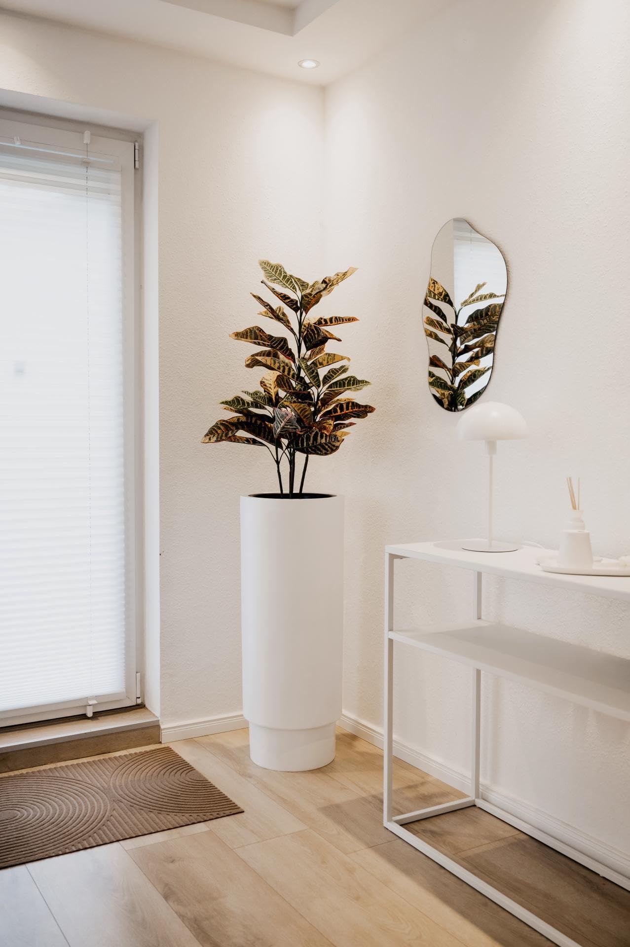 VIVANNO Vaso in Fibra di Vetro Escada Bianco Opaco, 90x35cm