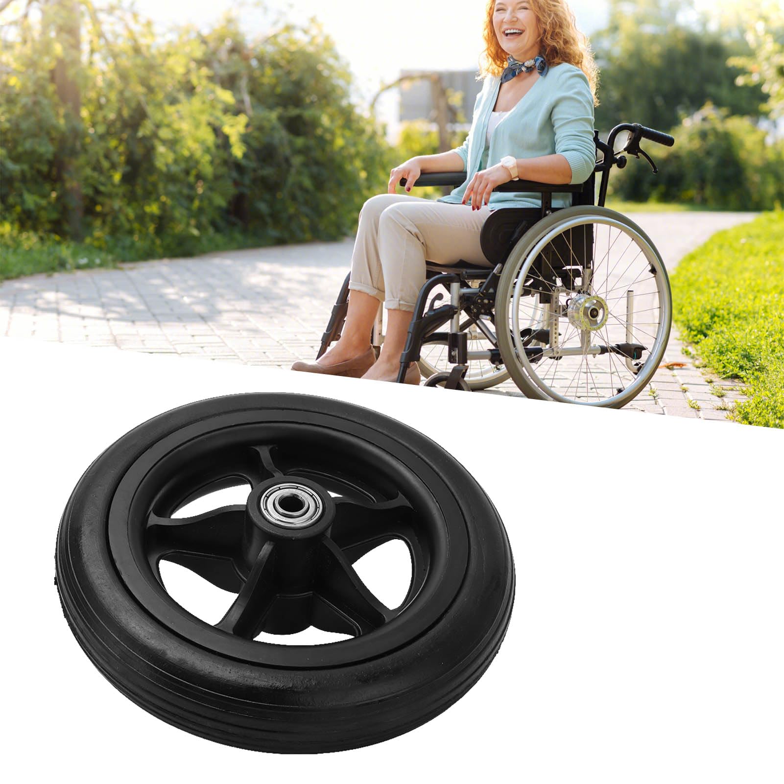 BestAlice Ruedas de Repuesto para Andador, Ruedas de 6 Pulgadas para Andador, Rueda Delantera para Silla de Ruedas Eléctrica, Rueda de Repuesto para Andador de bajo Ruido de PU para Carrito con Ruedas