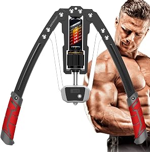 EAST MOUNT Twister pour les bras avec affichage numérique - Puissance hydraulique réglable de 22 à 440lbs, expanseur de poitrine à domicile, équipement de fitness pour l'entraînement des muscles des épaules, renforceur d'exercice pour les bras