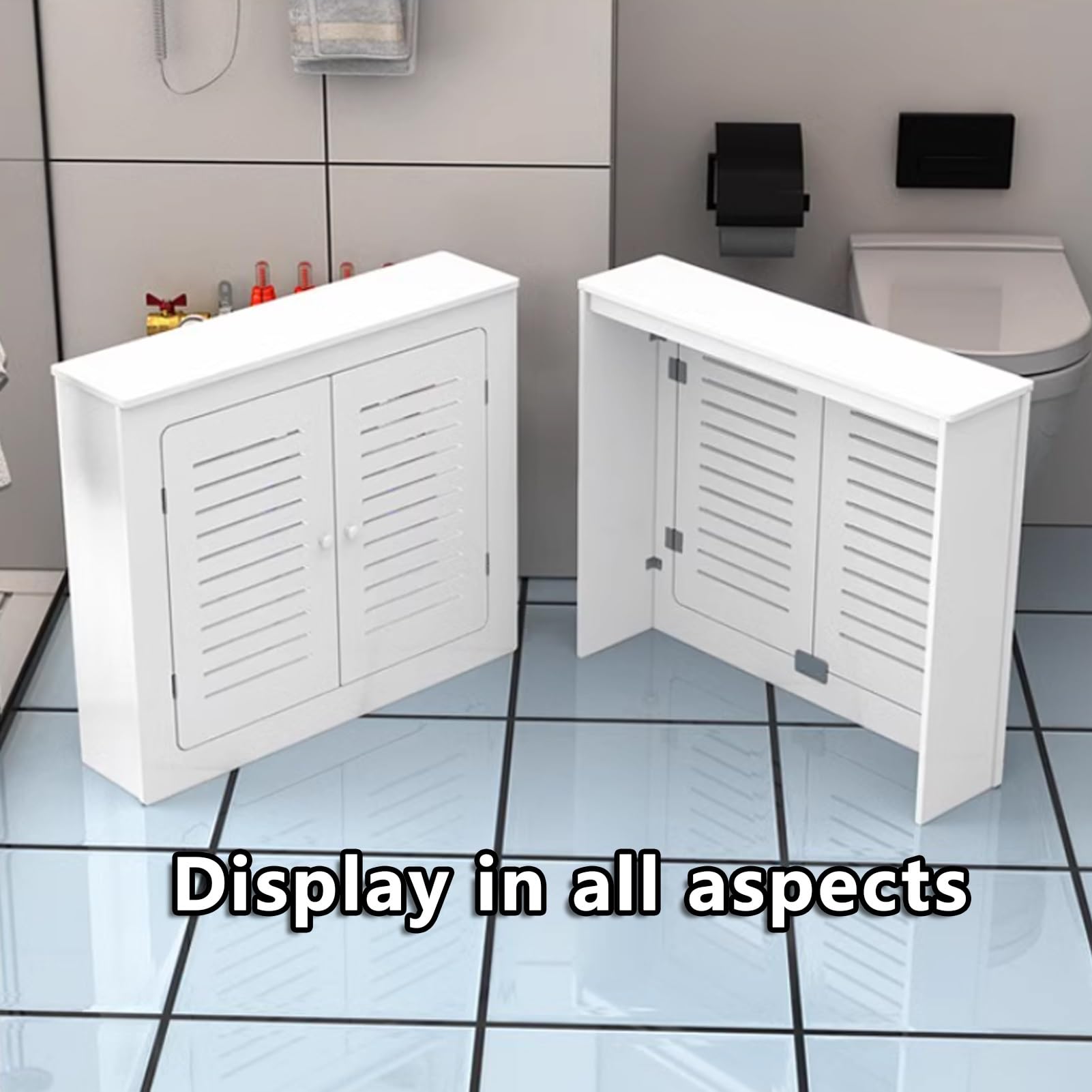 Armario con cubierta de radiador con estante, armario de calefacción decorativo para baño y suelo, estilo moderno, fácil de montar